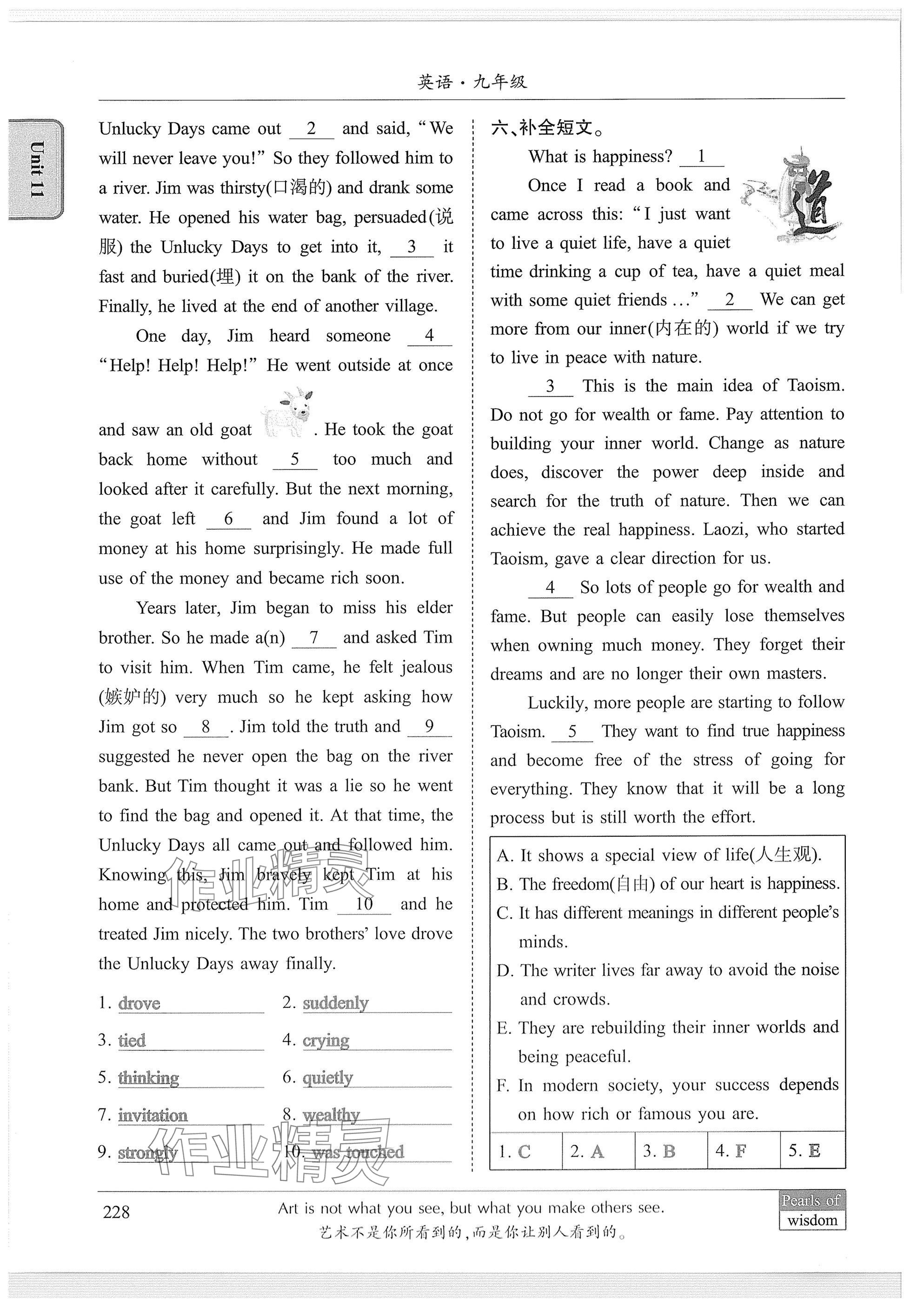 2025年新視界初中英語九年級英語下冊人教版 參考答案第8頁