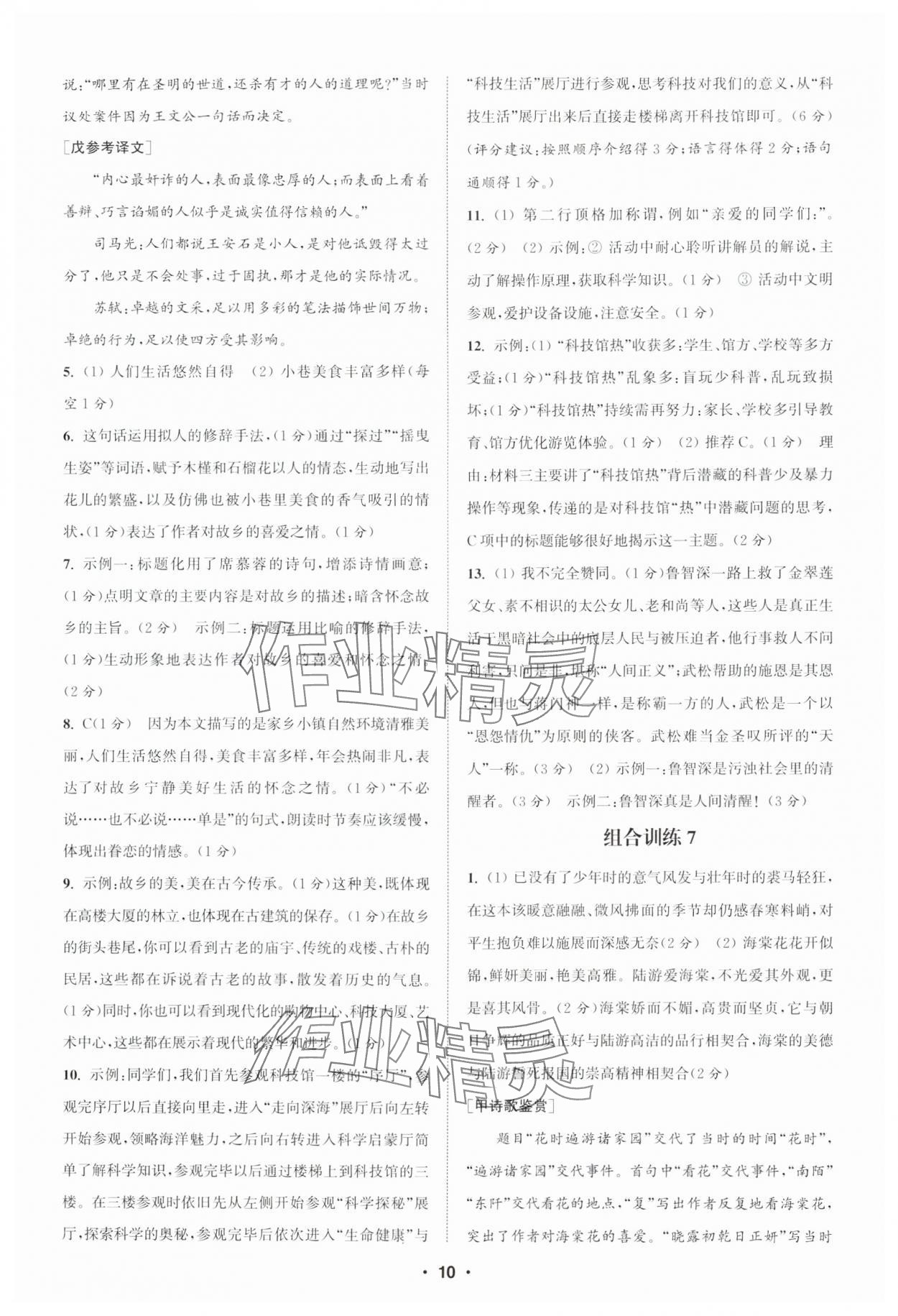 2024年通城学典初中语文阅读训练组合训练九年级南通专版 第10页