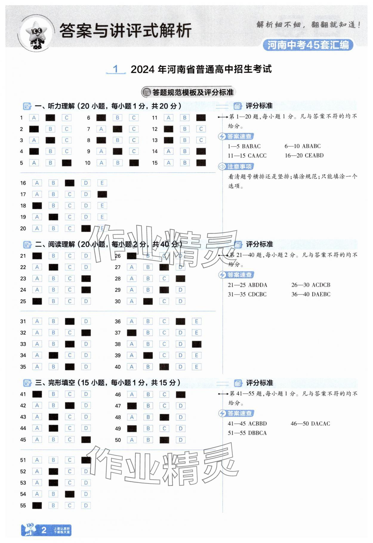 2024年金考卷中考45套匯編英語人教版河南專版 參考答案第1頁