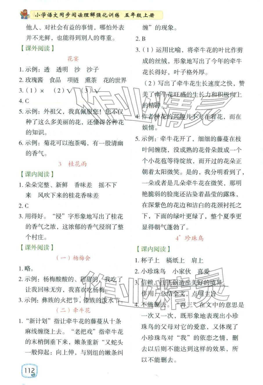 2025年阅读理解强化训练五年级语文上册人教版&nbsp;第2页