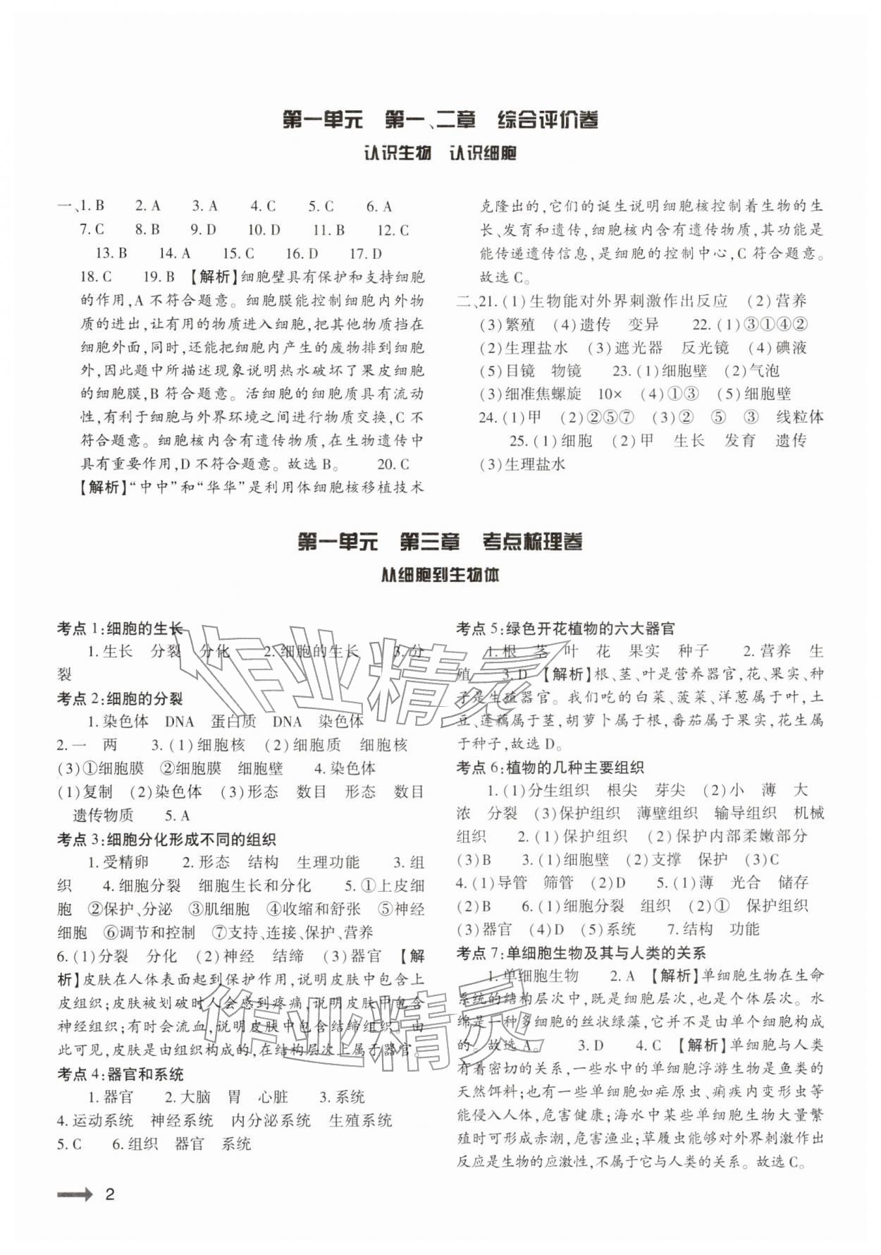 2025年强基训练七年级生物上册人教版 第2页