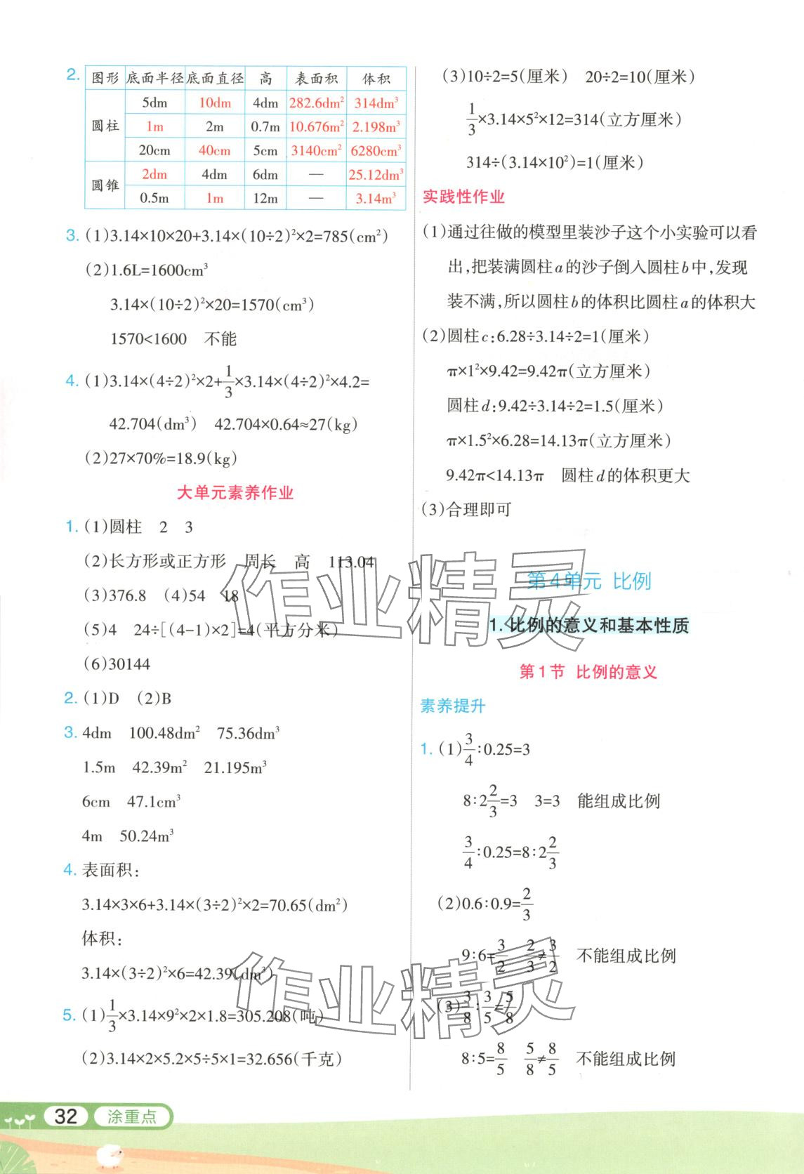2025年涂重點六年級數學下冊人教版 第4頁