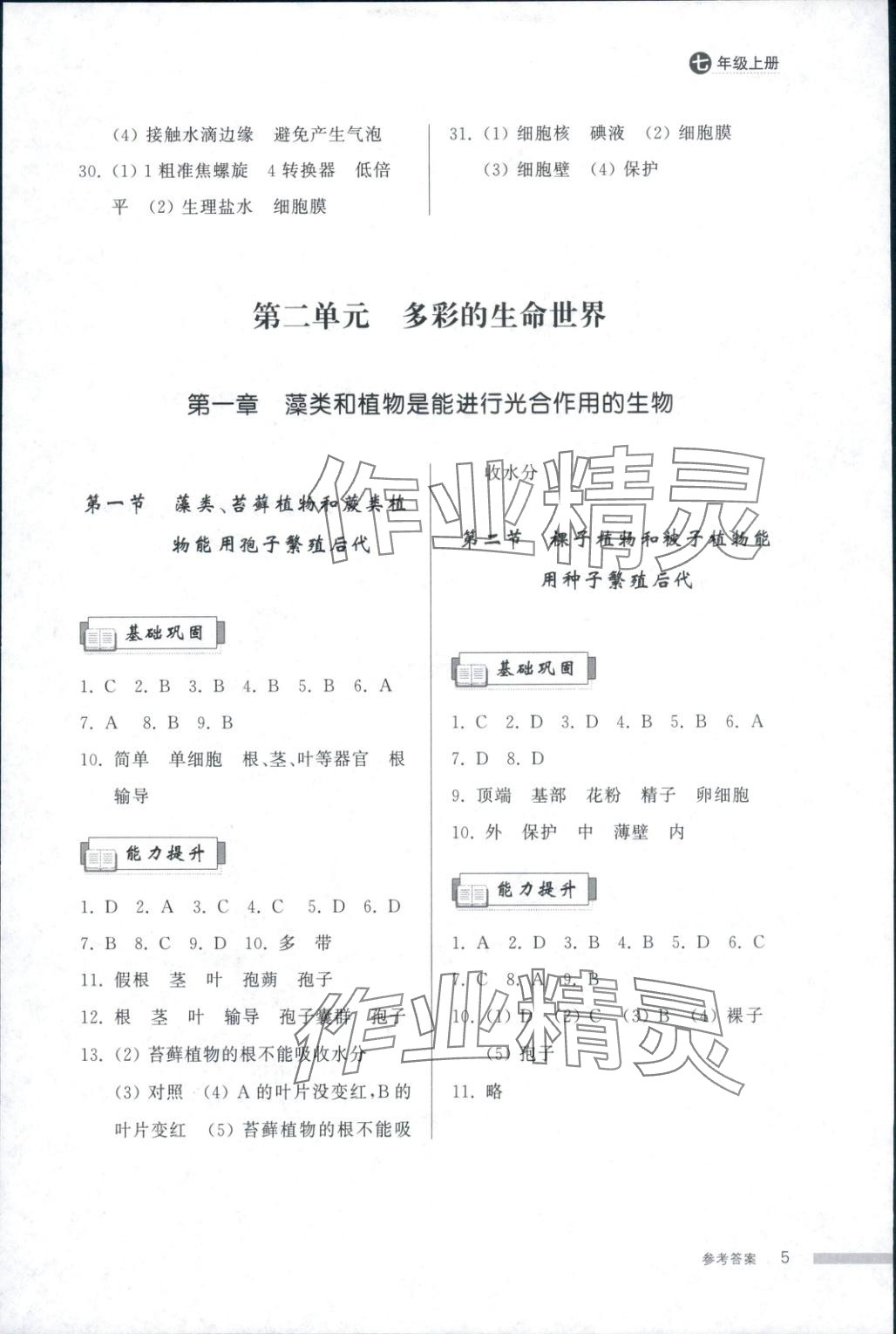 2025年导学与检测七年级生物上册济南版&nbsp;第5页