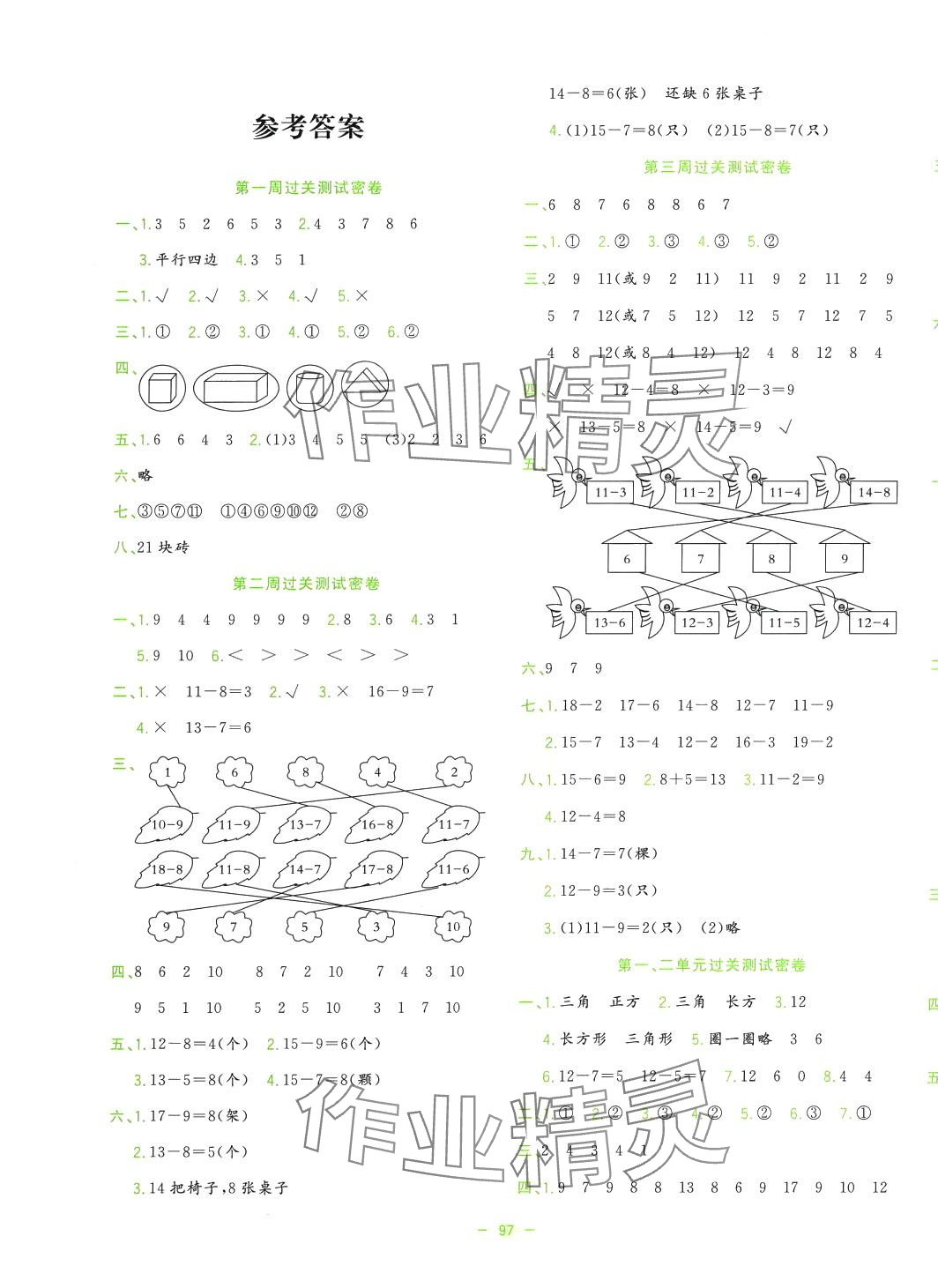 2024年金卷王名校大試卷一年級(jí)數(shù)學(xué)下冊(cè)人教版 參考答案第1頁(yè)