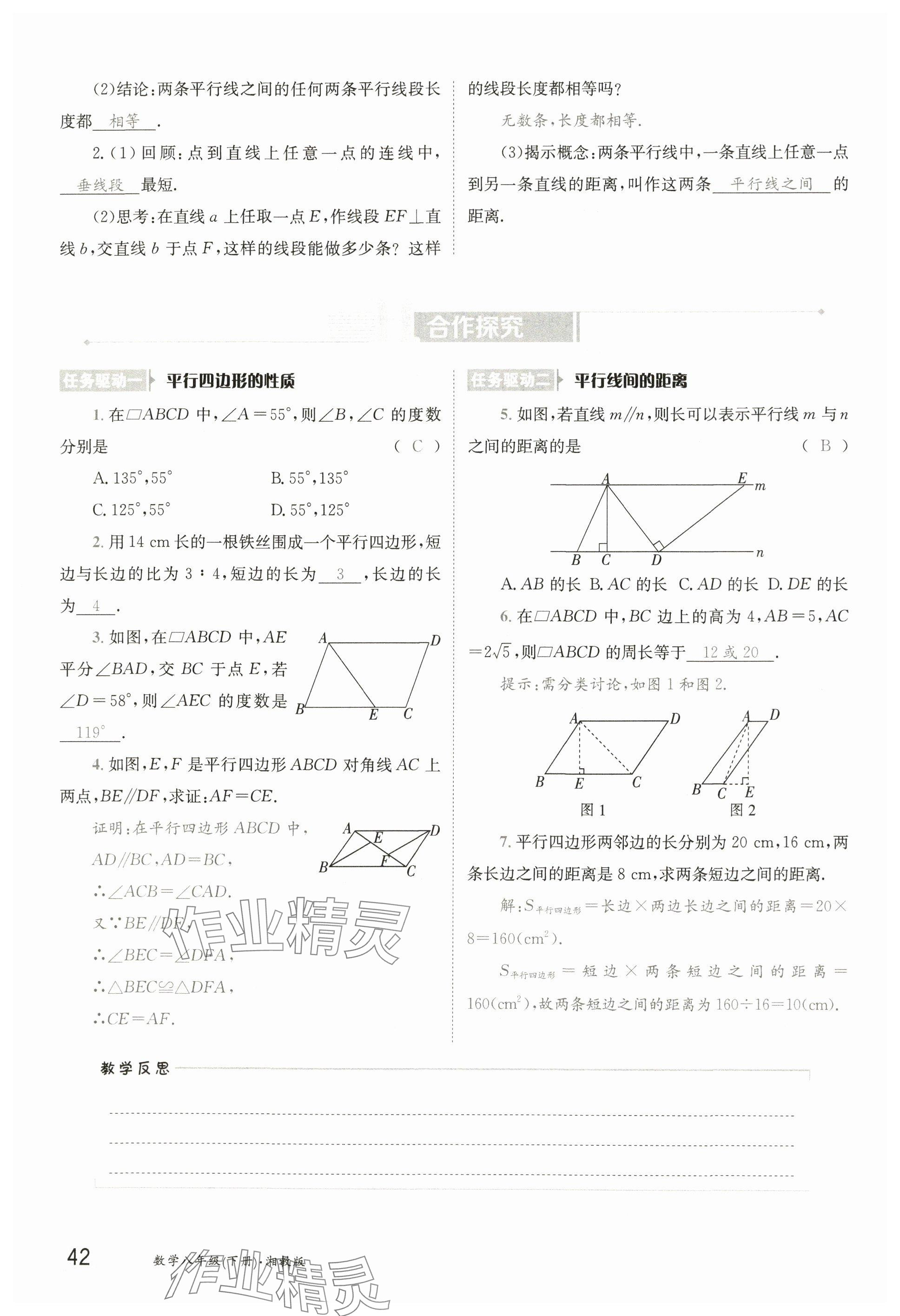 2025年金太陽導(dǎo)學(xué)案八年級數(shù)學(xué)下冊湘教版 參考答案第41頁