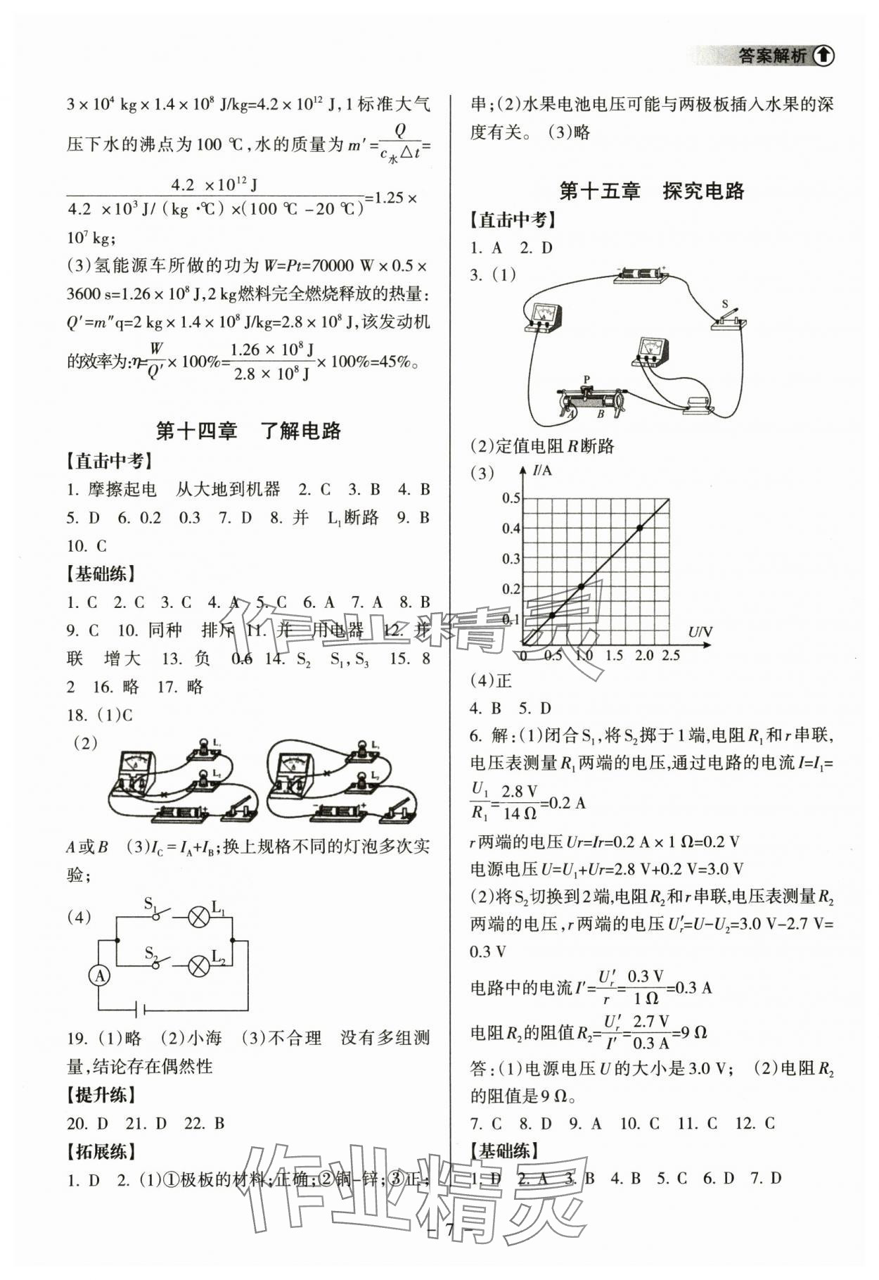 2024年海南中学中考总复习物理沪科版 参考答案第7页