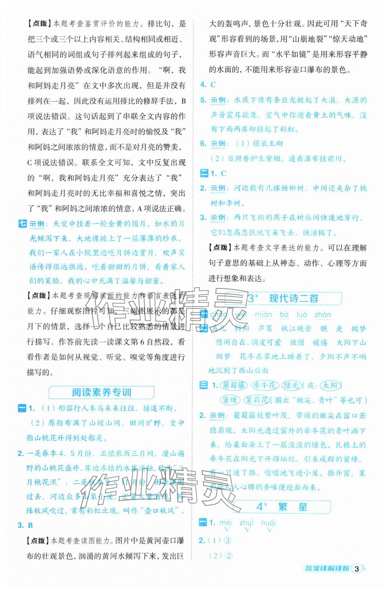 2024年綜合應(yīng)用創(chuàng)新題典中點四年級語文上冊人教版（Y專版）寧夏專版 參考答案第3頁