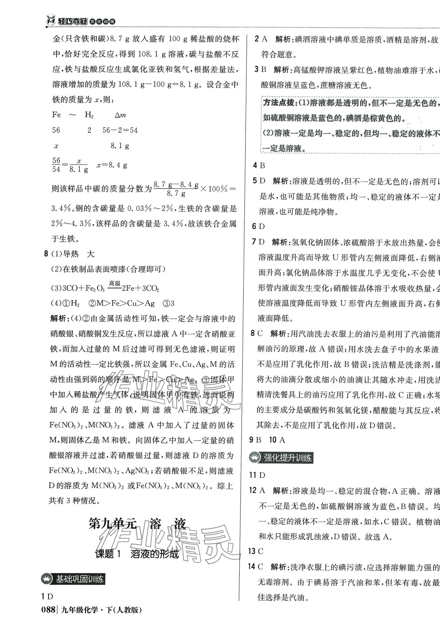 2024年1加1轻巧夺冠优化训练九年级化学下册人教版 第9页