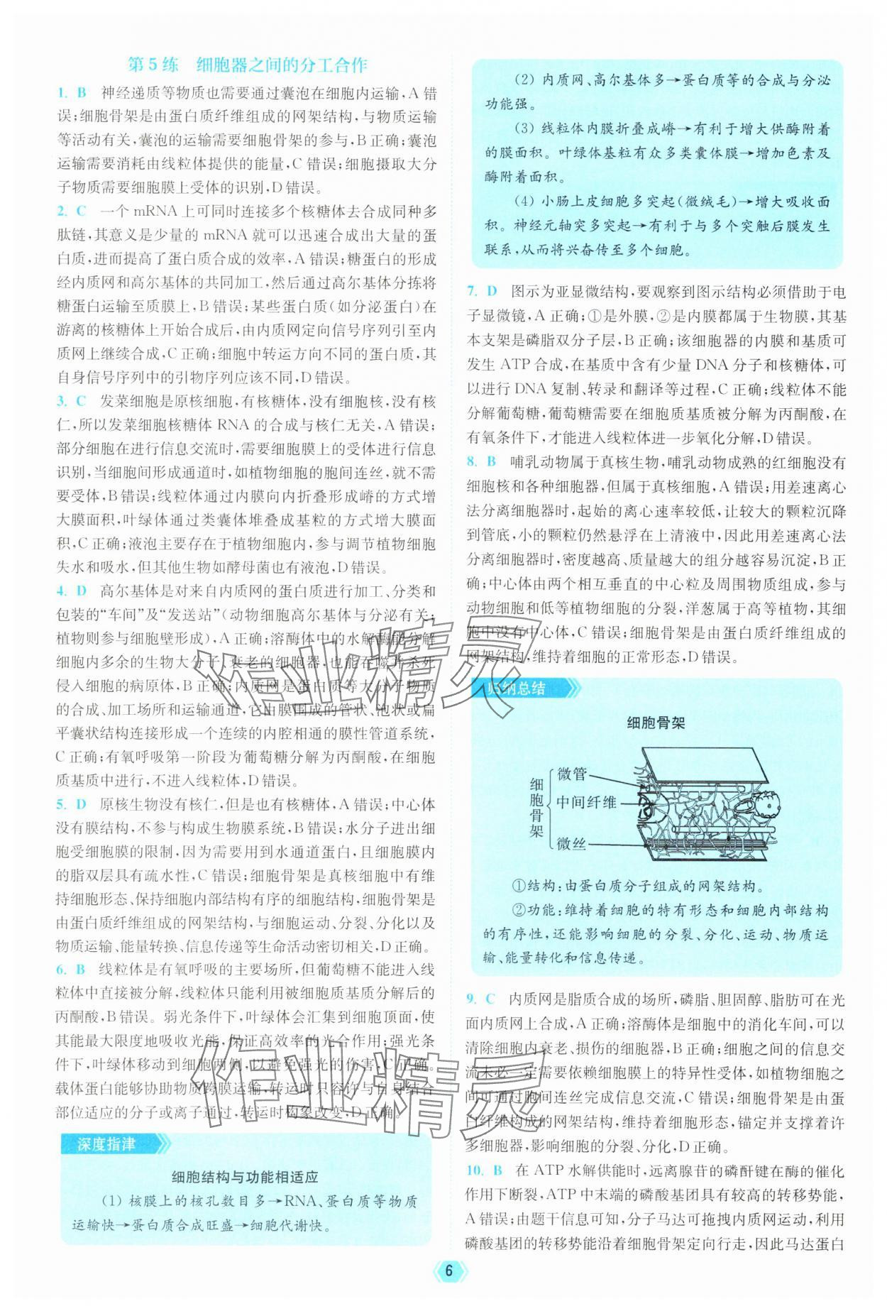 2025年南通小題天天練高中生物&nbsp;參考答案第6頁(yè)