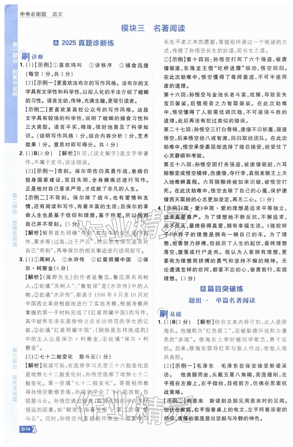 2026年中考必刷题开明出版社语文 第14页