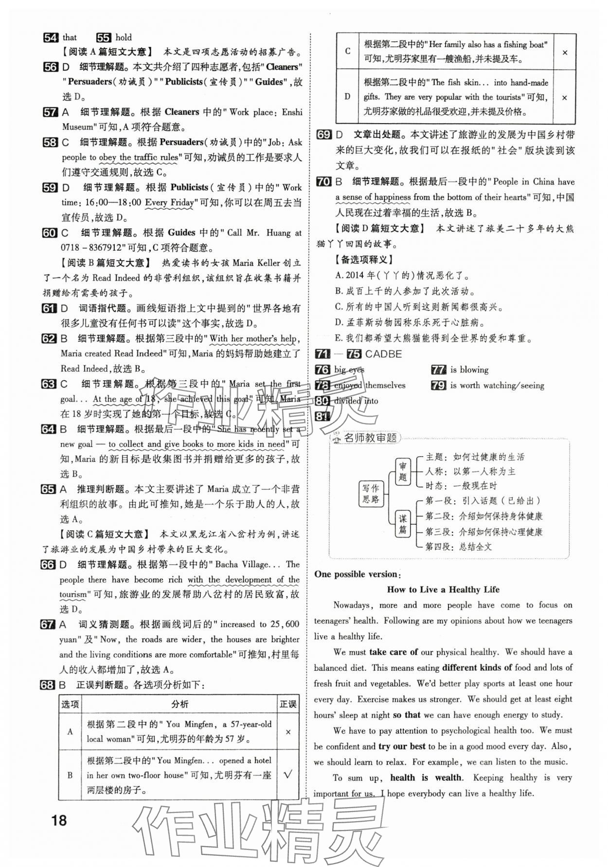 2024年金考卷45套匯編英語湖北專版 參考答案第17頁