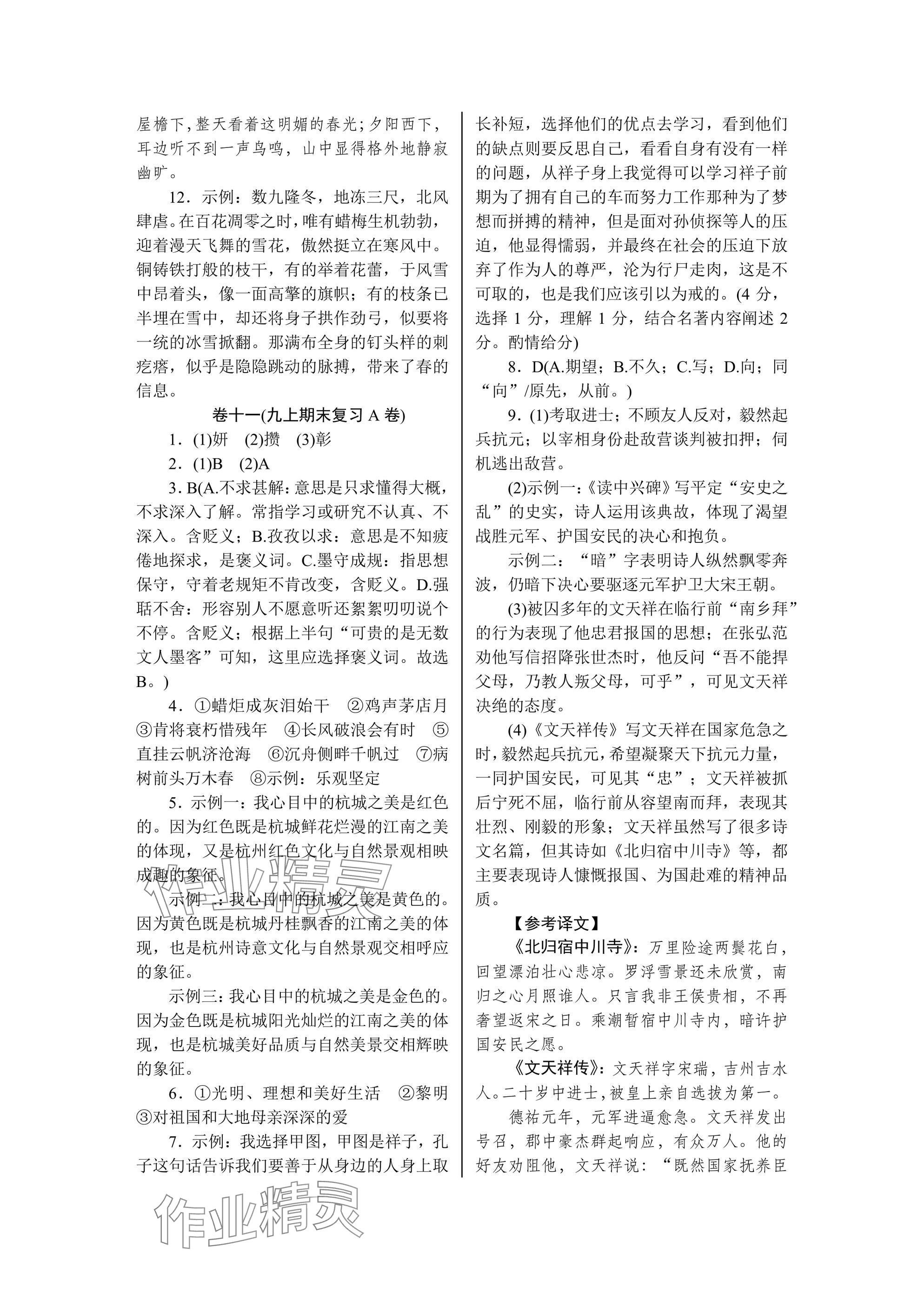 2025年高分計劃周周練九年級 參考答案第13頁