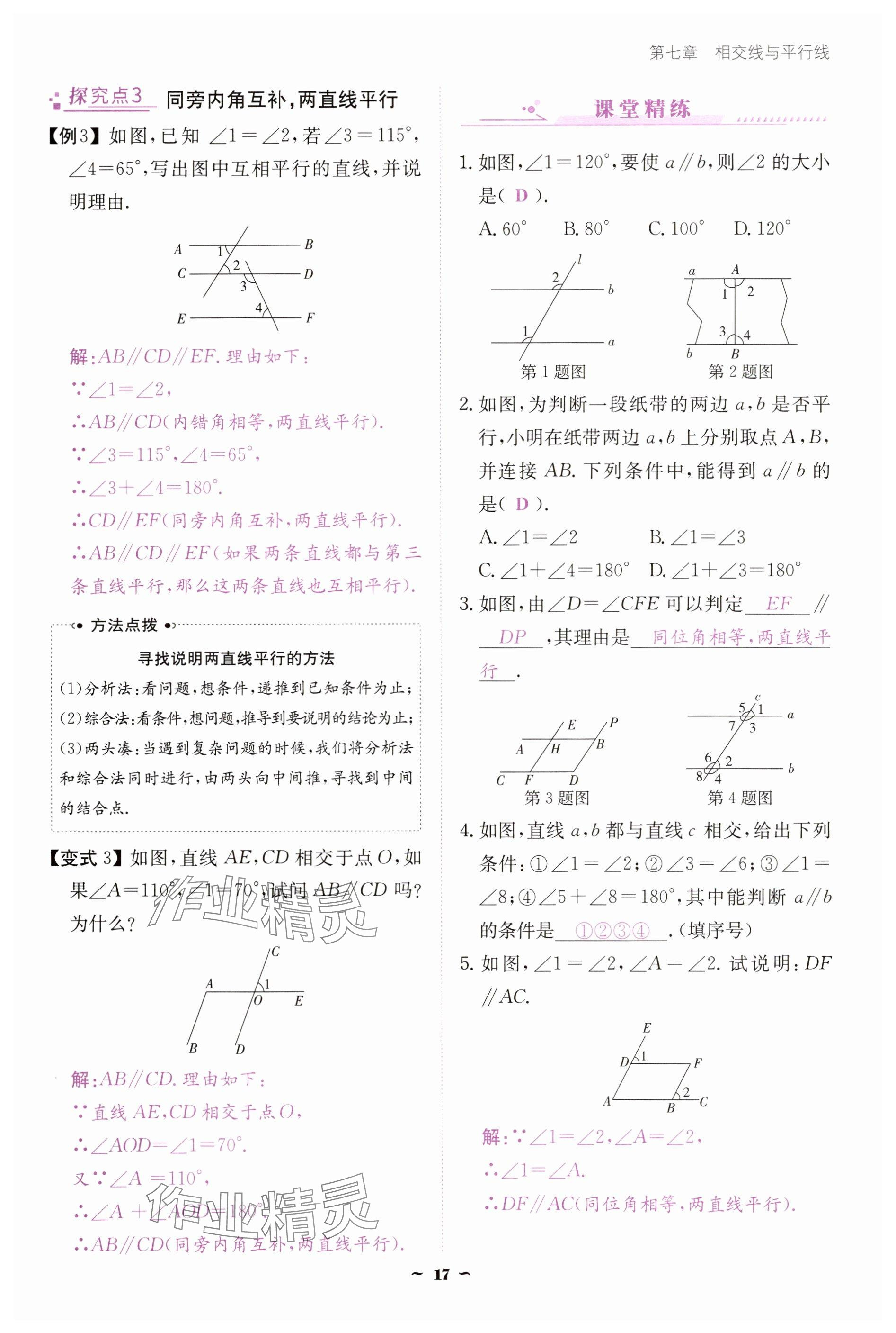 2025年云南省標(biāo)準(zhǔn)教輔優(yōu)佳學(xué)案七年級(jí)數(shù)學(xué)下冊(cè)人教版 參考答案第17頁