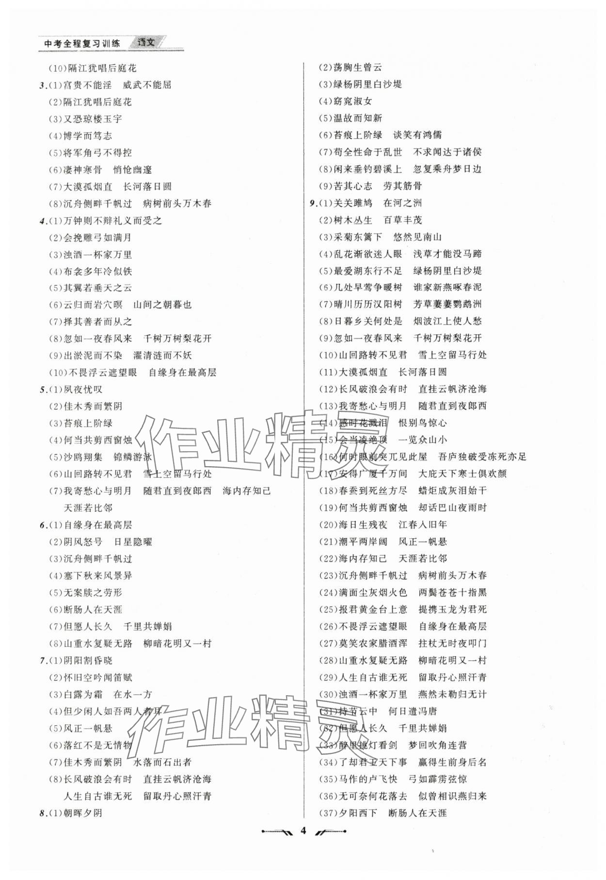 2025年中考全程复习训练语文 第4页