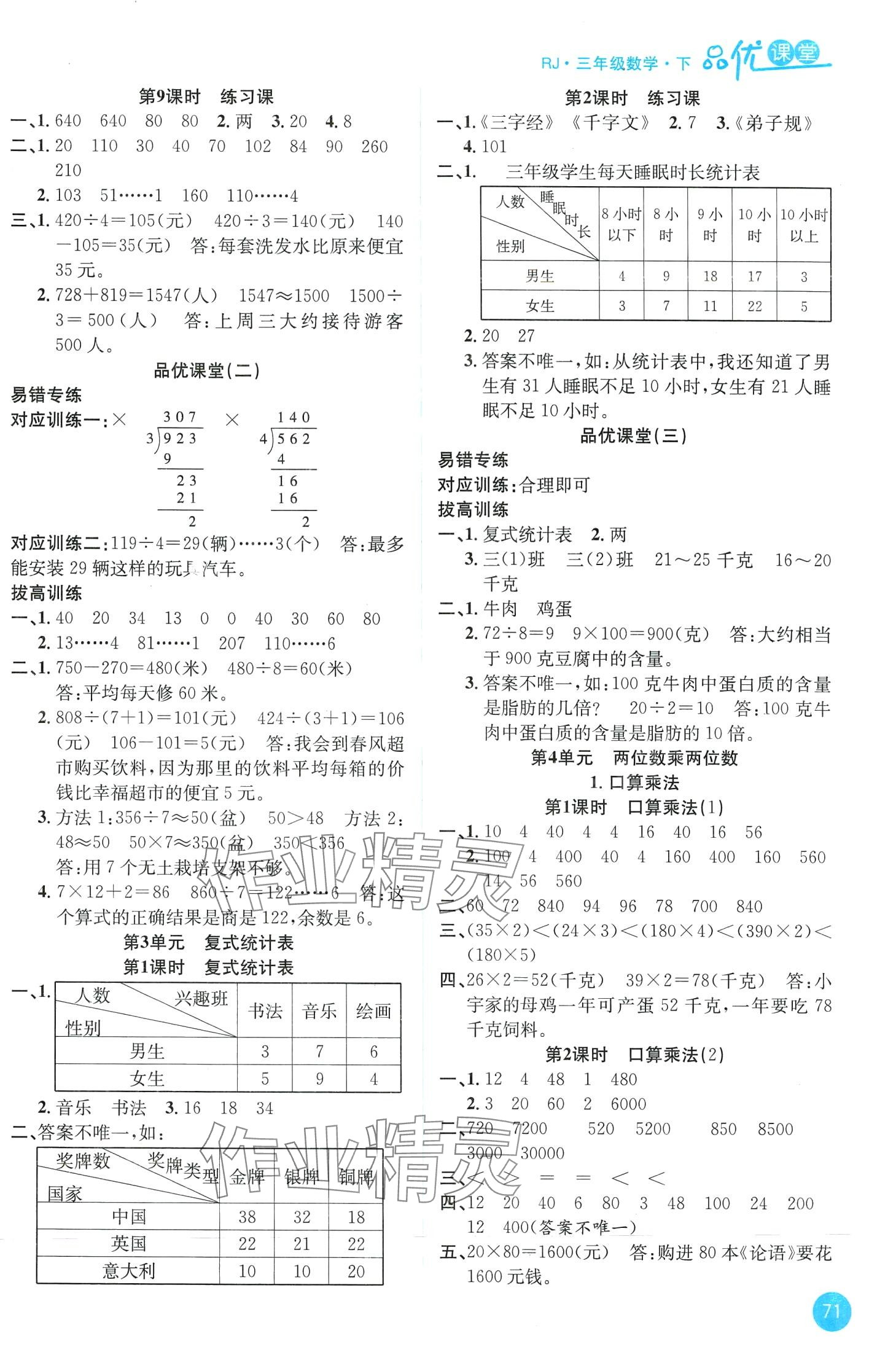 2024年品優(yōu)課堂三年級(jí)數(shù)學(xué)下冊(cè)人教版 第3頁