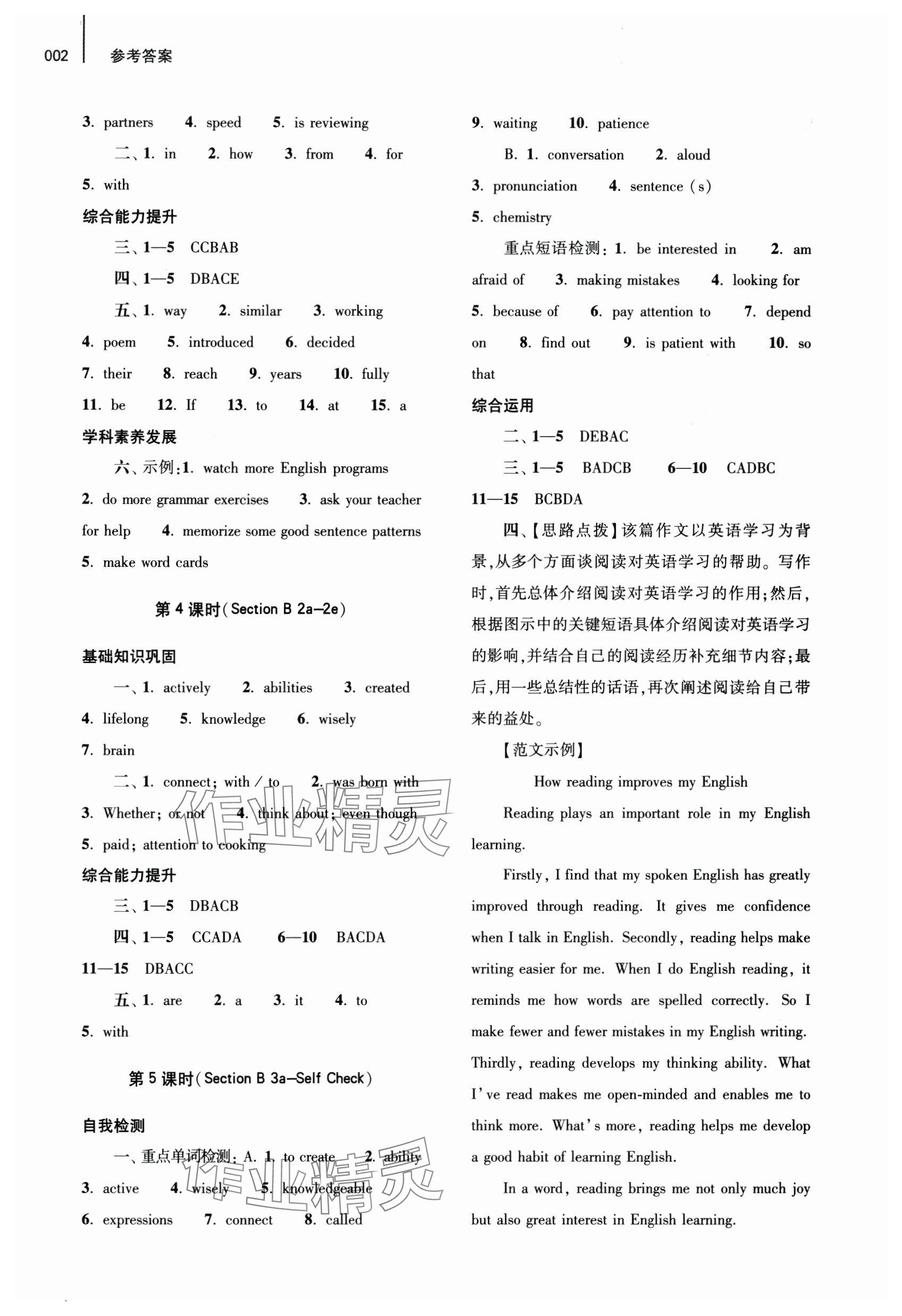 2024年基础训练大象出版社九年级英语全一册人教版 参考答案第2页