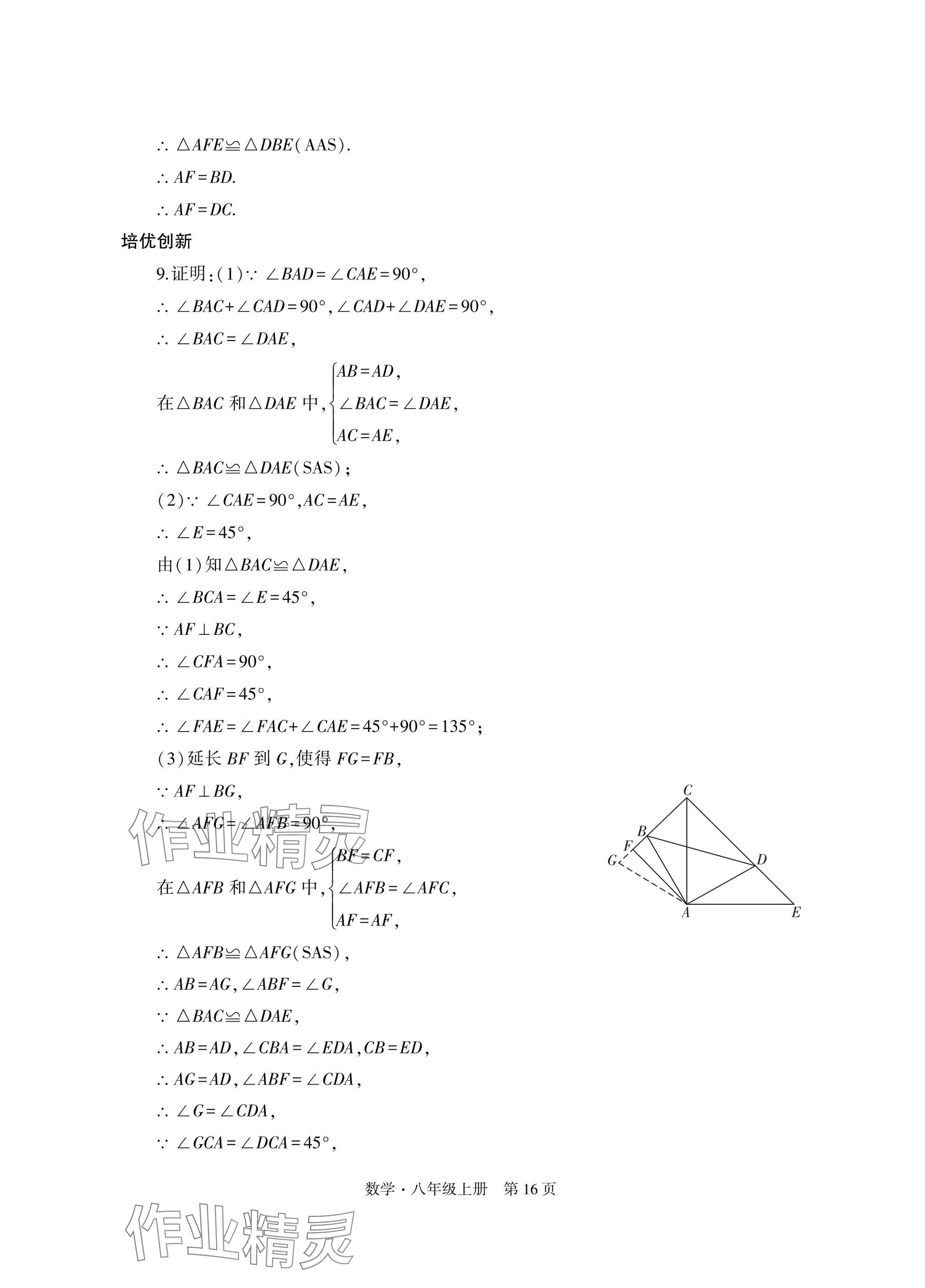 2024年自主學(xué)習(xí)指導(dǎo)課程與測試八年級數(shù)學(xué)上冊人教版 參考答案第16頁