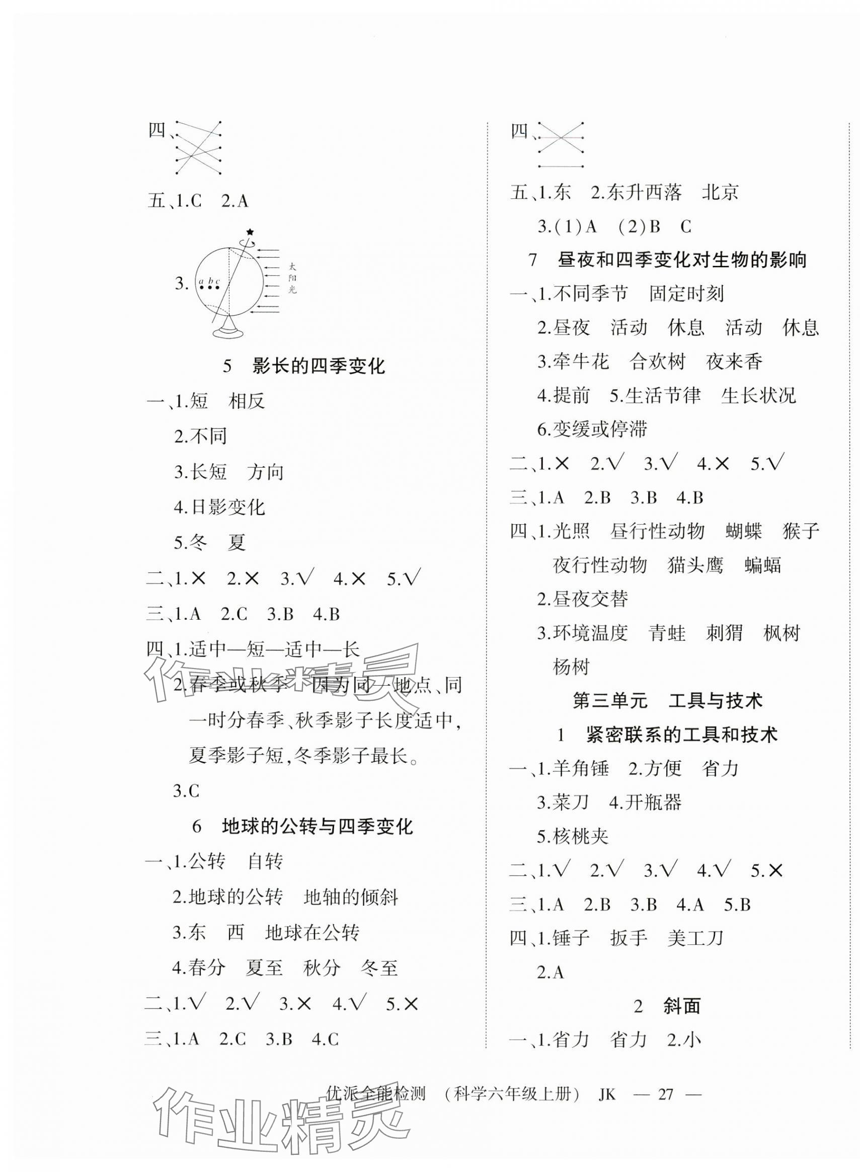 2023年优派全能检测六年级科学上册教科版 第3页