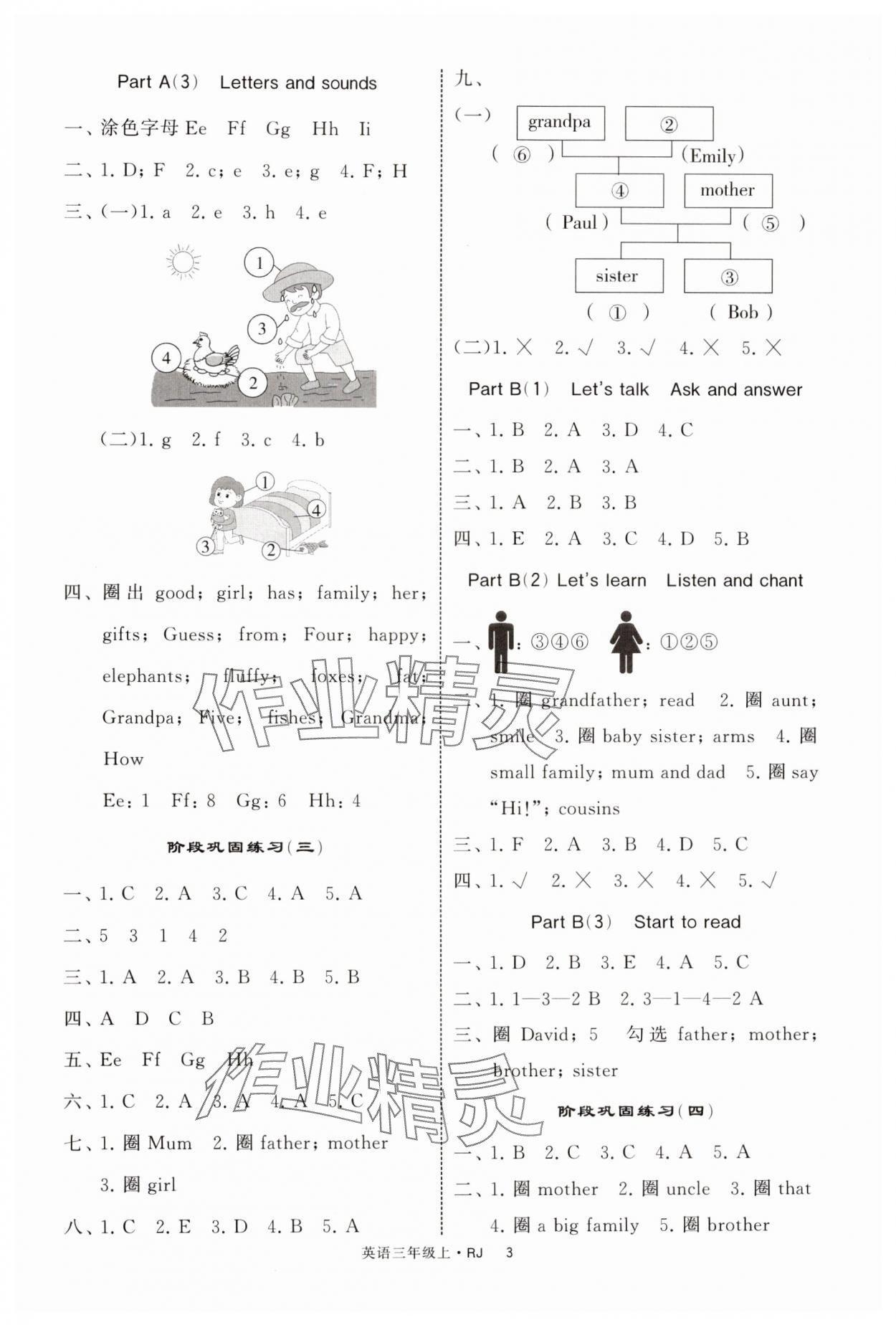 2024年經(jīng)綸學(xué)典提高班三年級英語上冊人教版 參考答案第3頁