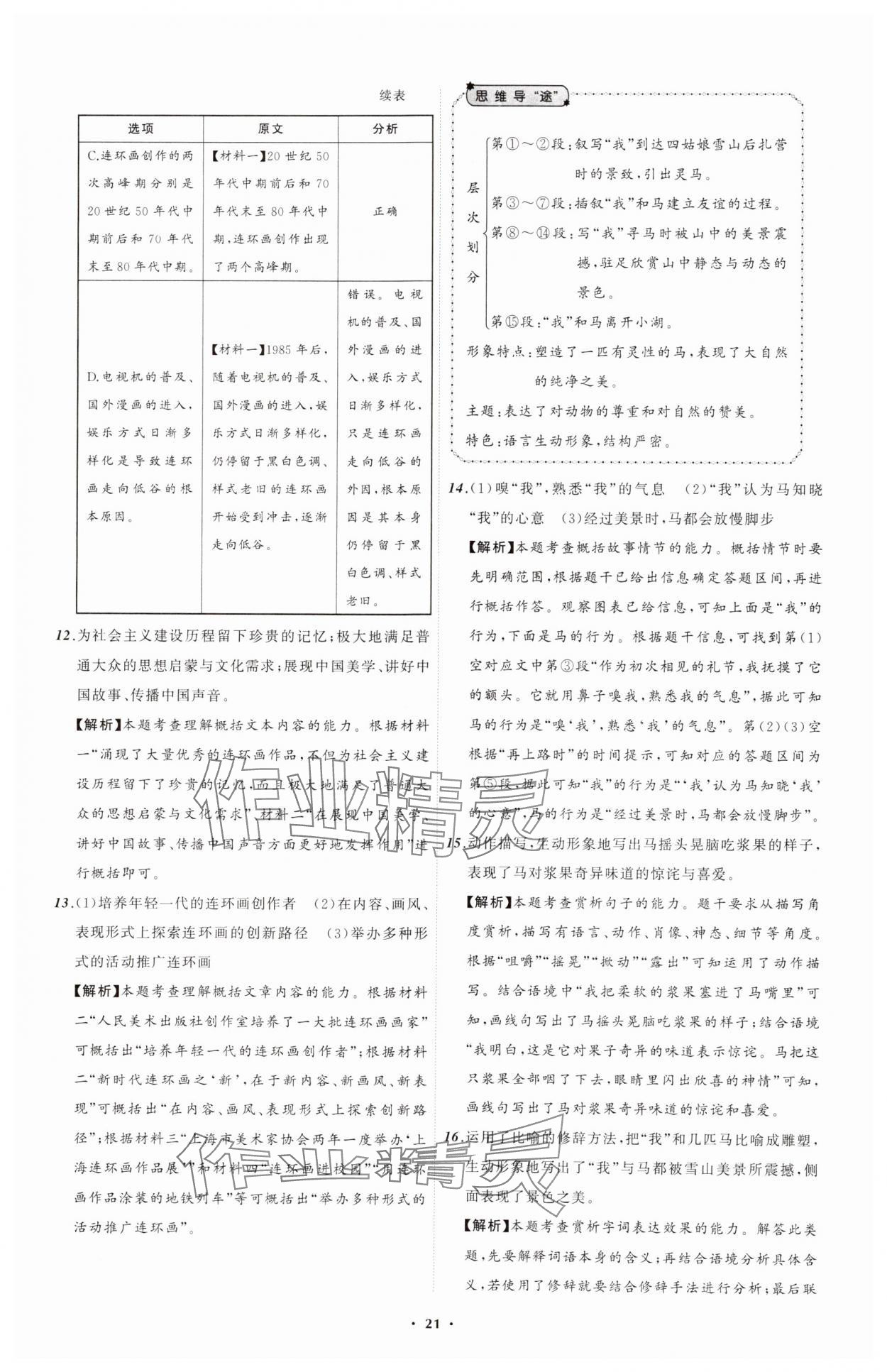 2025年中考必備遼寧師范大學(xué)出版社語文遼寧專版 參考答案第21頁