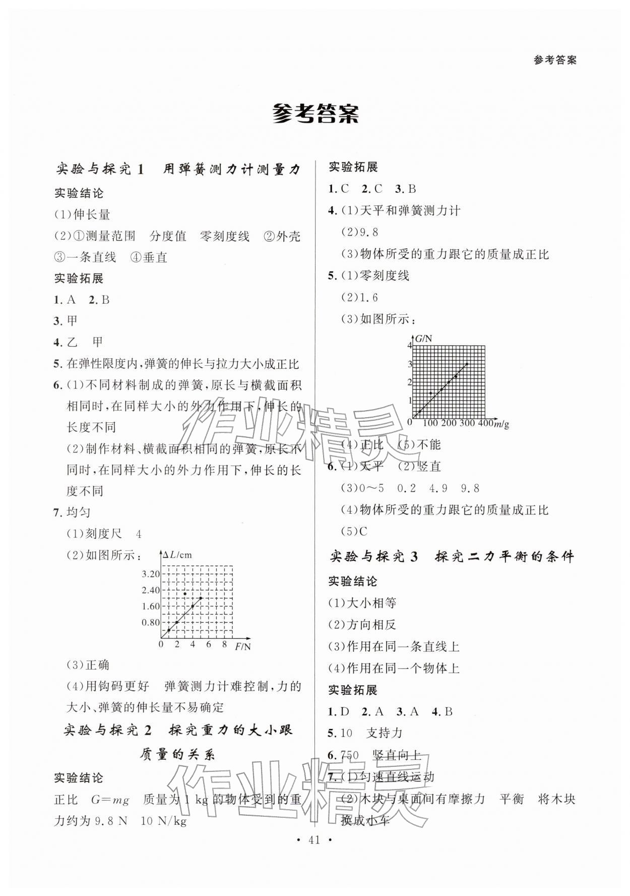 2026年实验探究报告册齐鲁书社八年级物理下册人教版&nbsp;第1页
