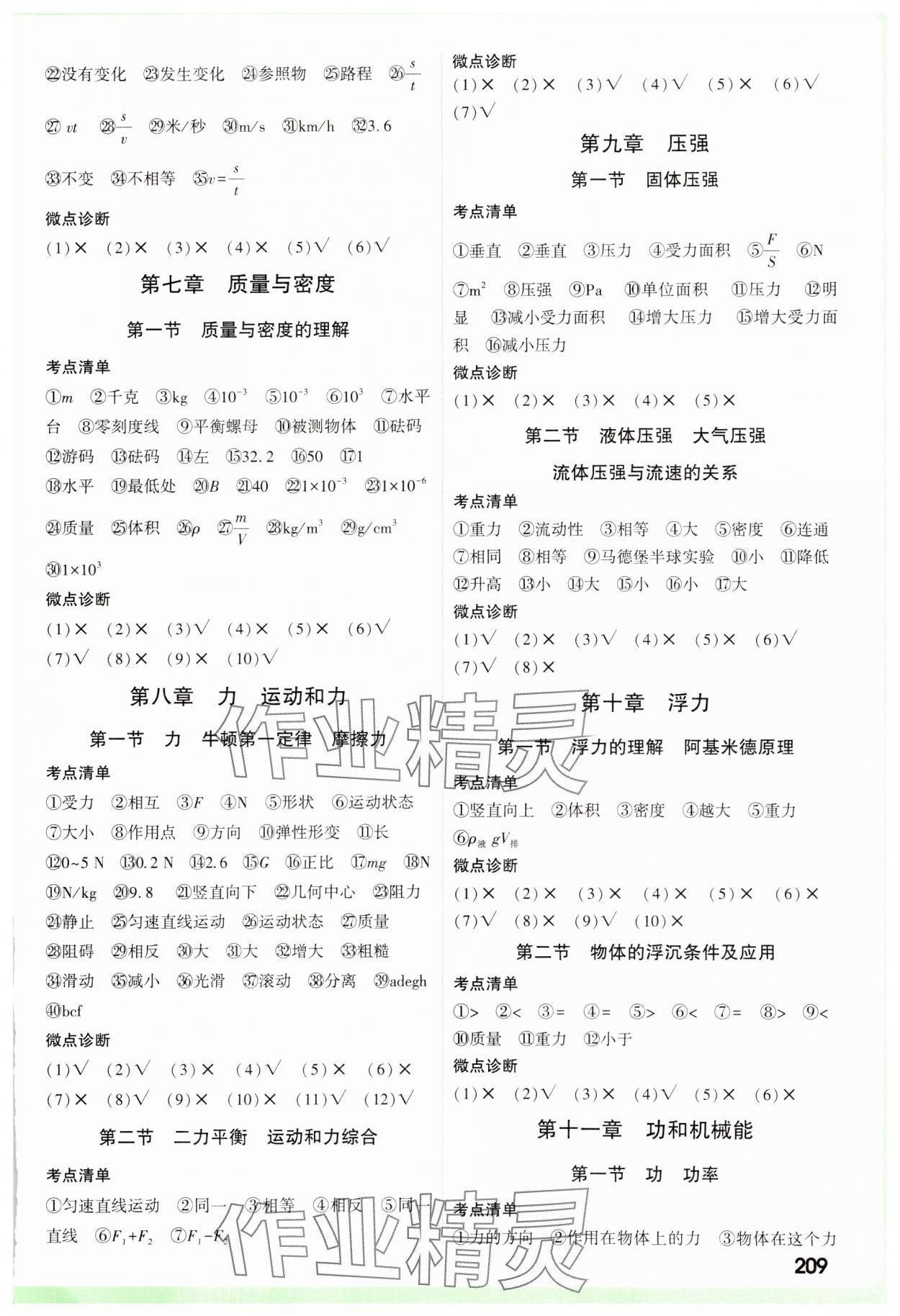 2025年万唯中考试题研究物理山西专版 参考答案第2页