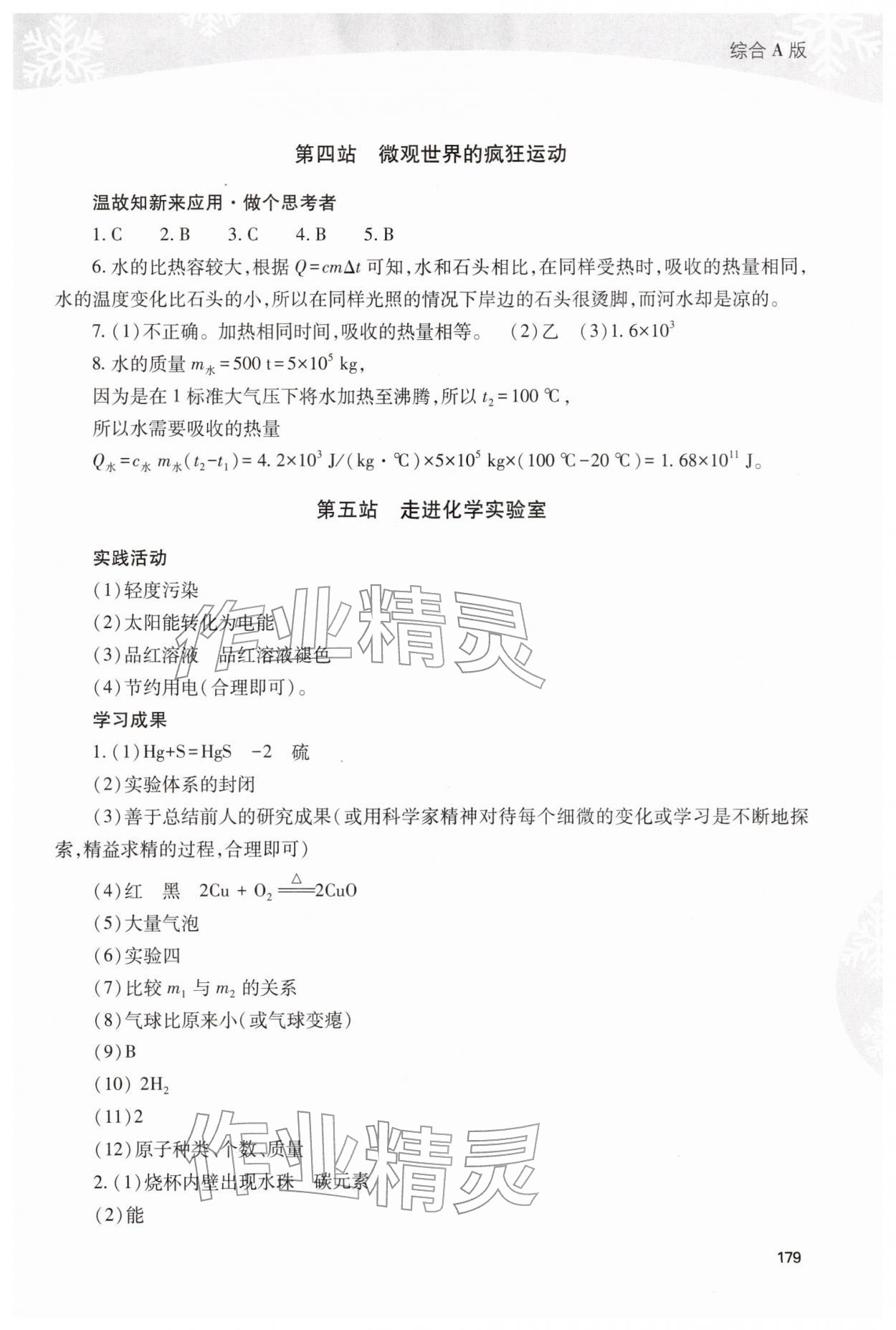 2026年新课程寒假作业本九年级综合A版&nbsp;参考答案第4页