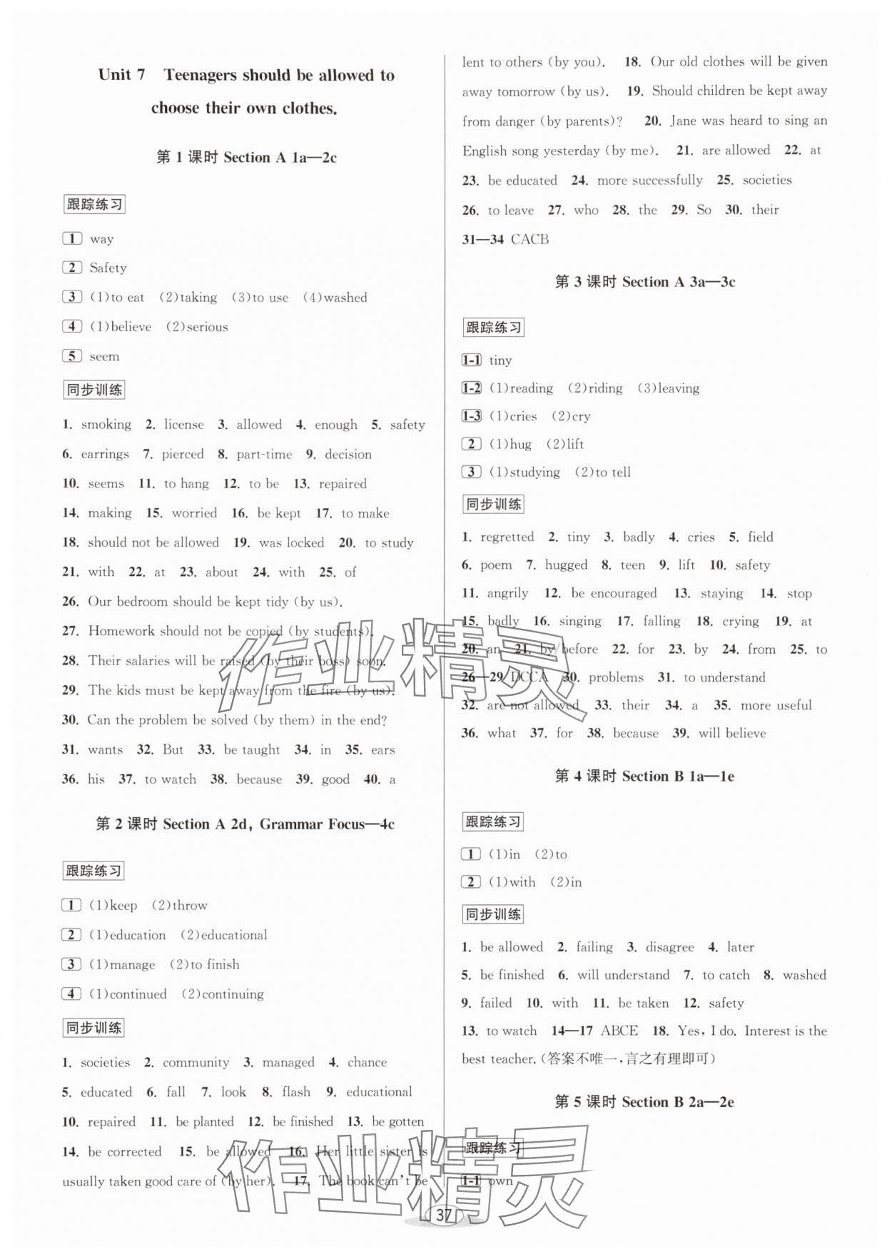 2025年教與學(xué)課程同步講練九年級(jí)英語全一冊(cè)人教版 參考答案第13頁