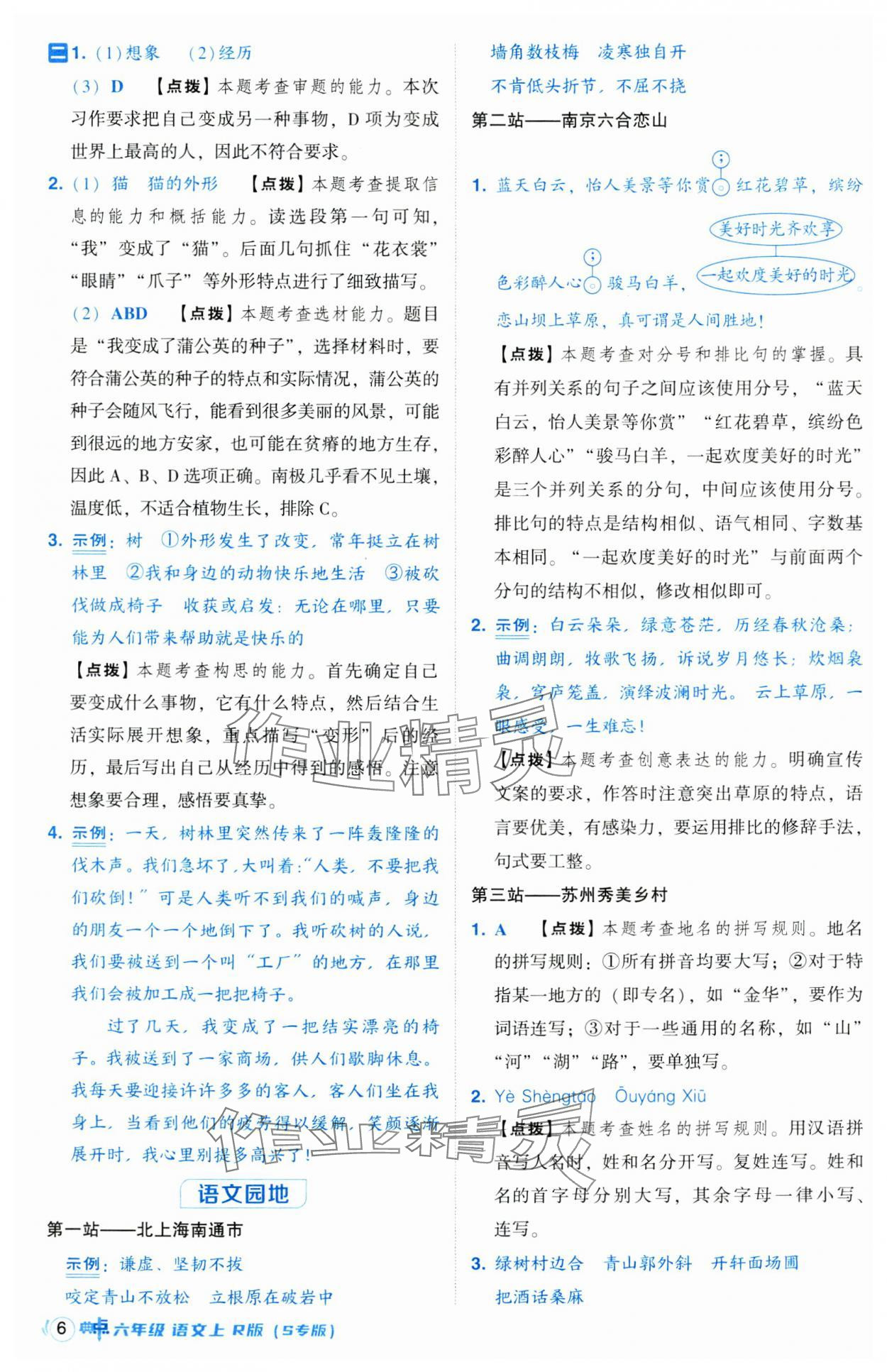 2024年綜合應(yīng)用創(chuàng)新題典中點(diǎn)六年級語文上冊人教版江蘇專版 第6頁