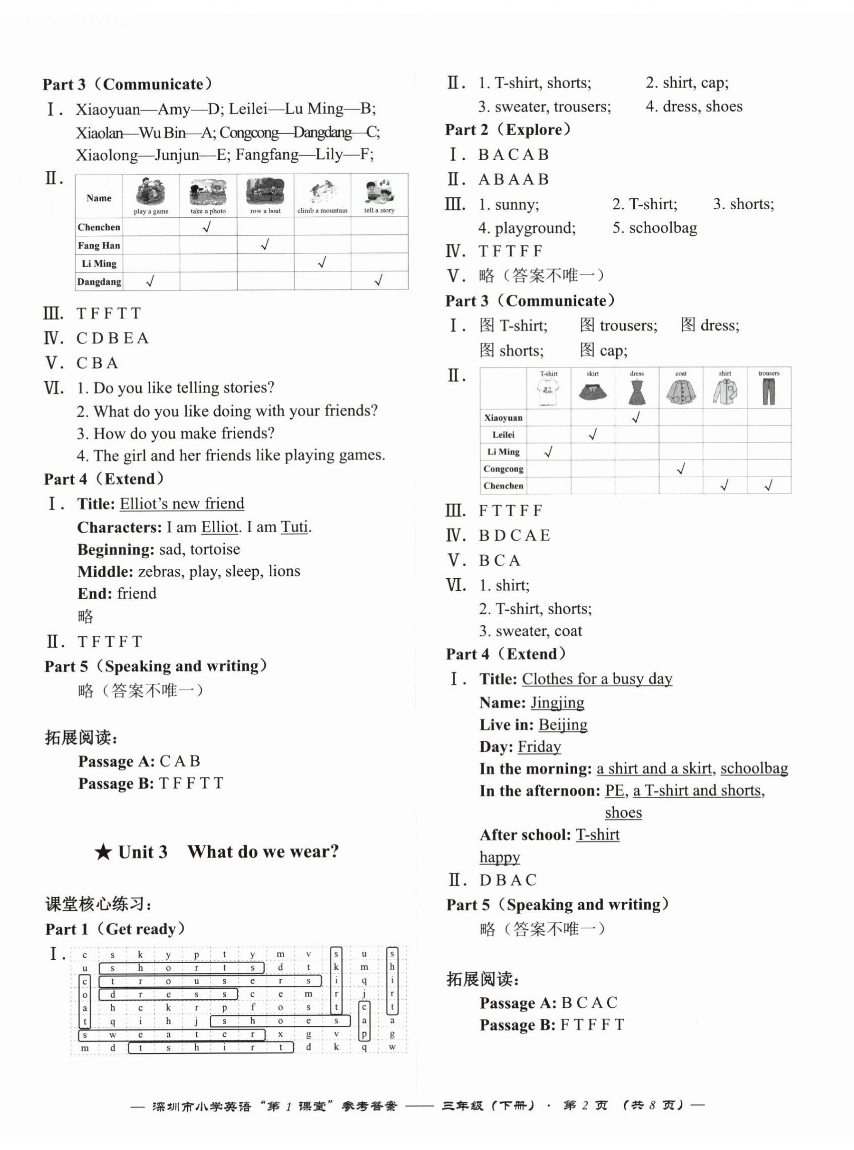 2025年第1課堂三年級英語下冊滬教版 第2頁