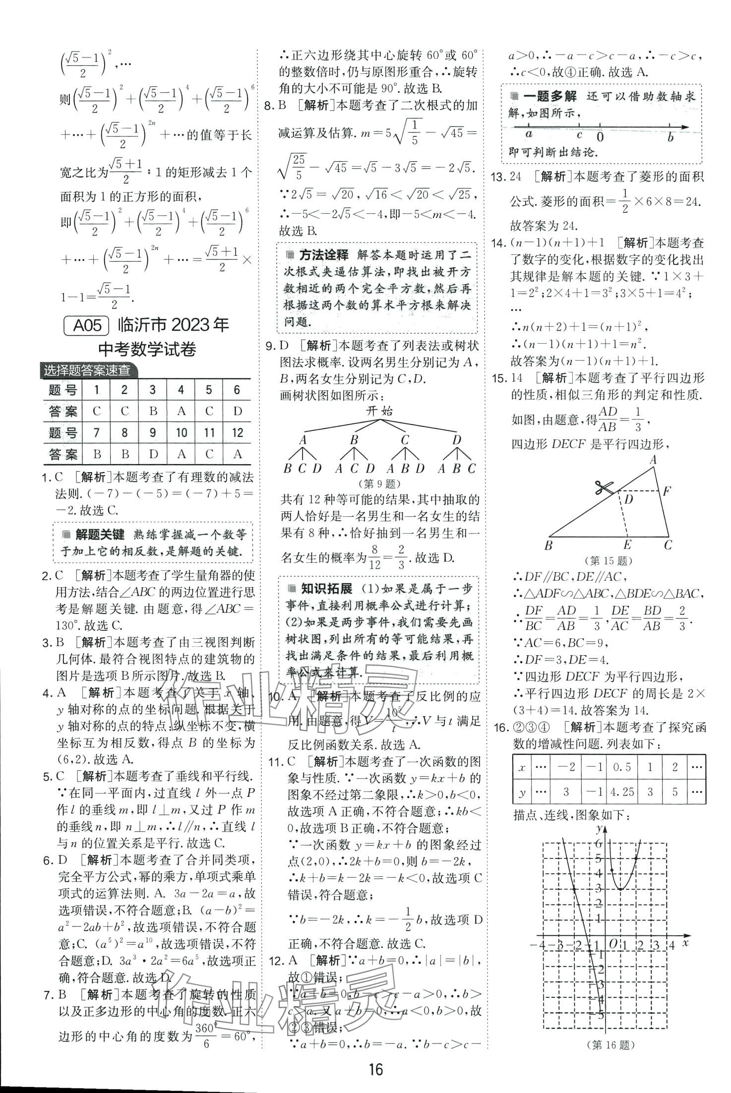 2024年春雨教育考必勝中考試卷精選數(shù)學(xué)中考山東專版 第18頁