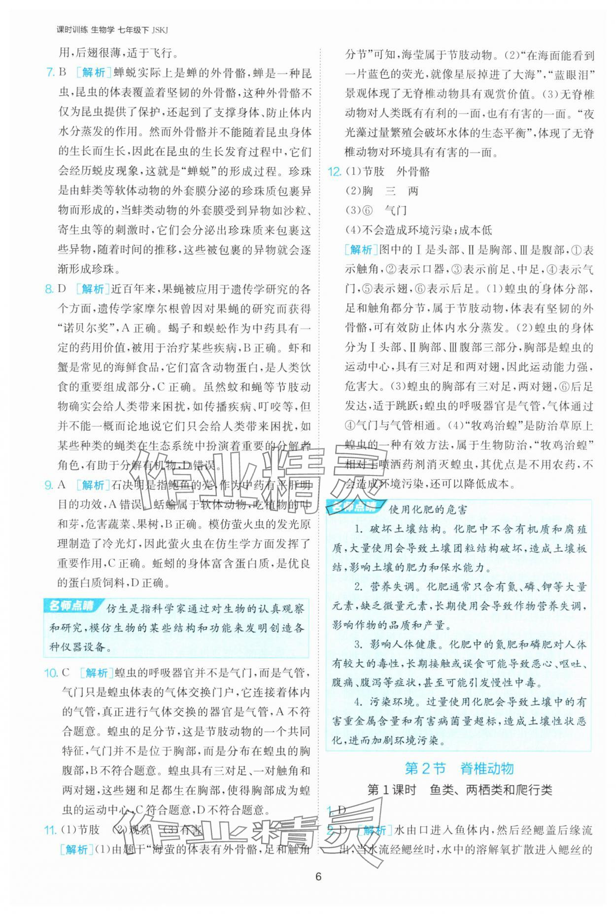 2025年課時訓(xùn)練江蘇人民出版社七年級生物下冊蘇科版 第6頁