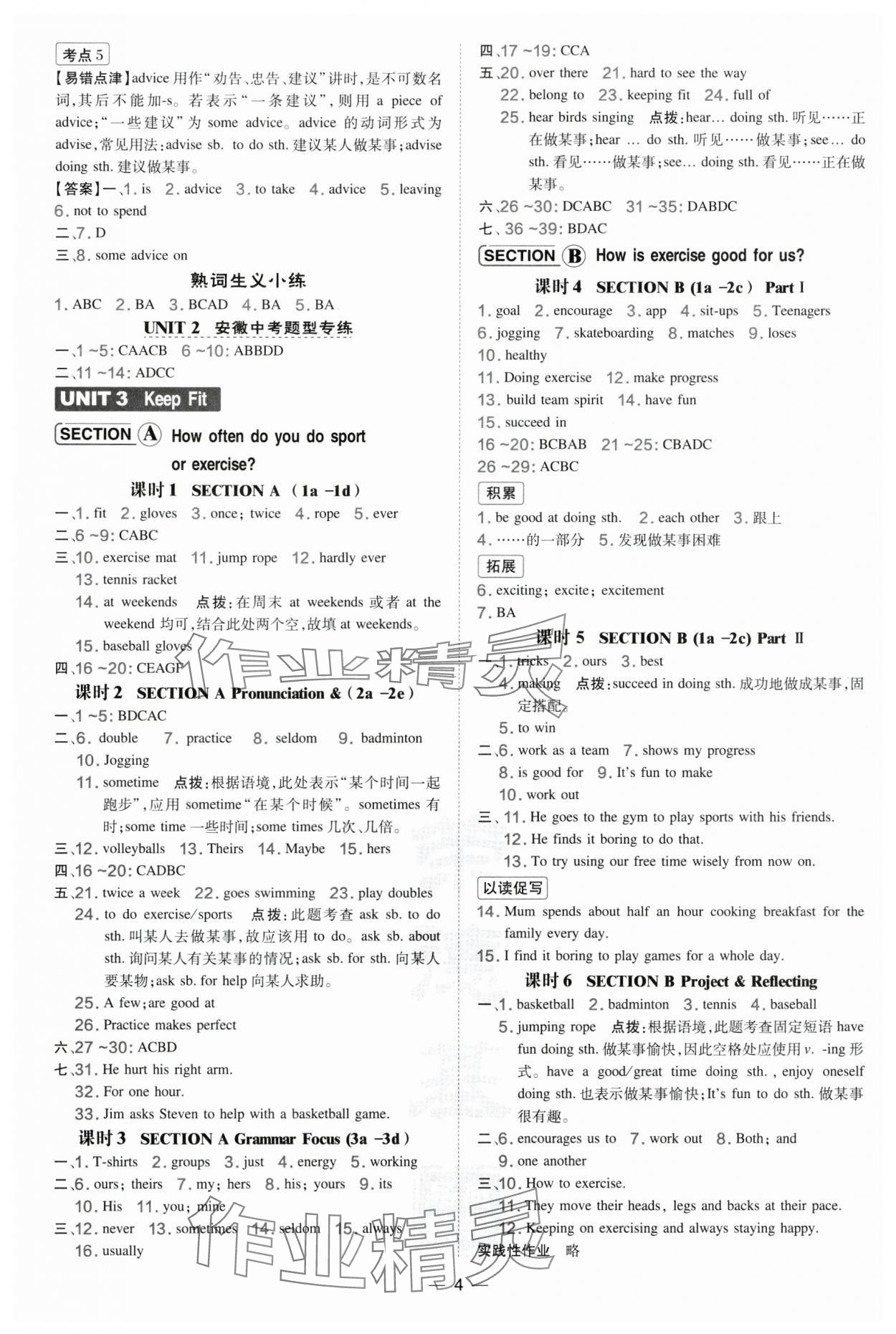 2025年点拨训练七年级英语下册人教版安徽专版 第4页