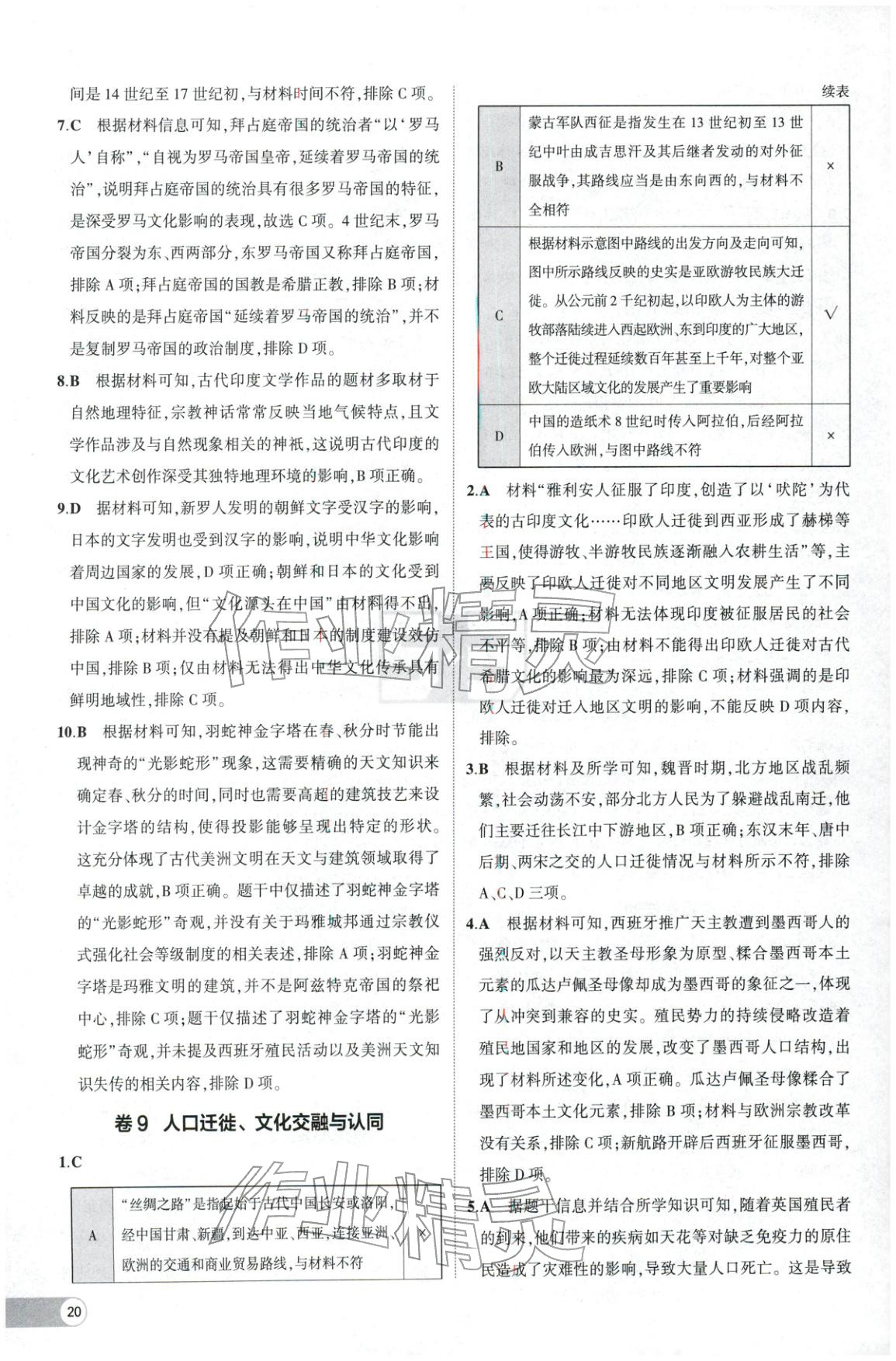 2025年53高中全优卷高中历史选择性必修第二册第三册人教版 参考答案第8页