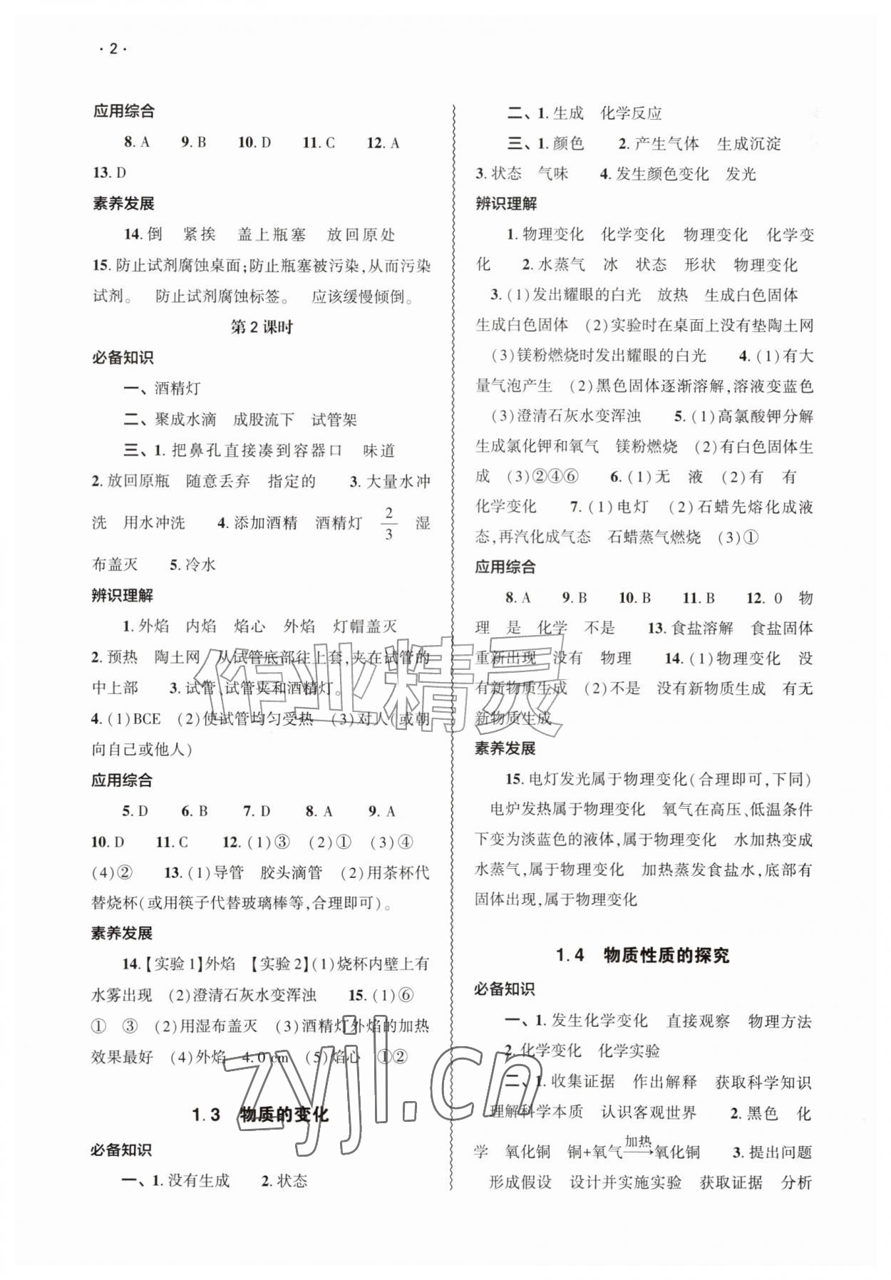 2026年同步练习册大象出版社九年级化学全一册科粤版&nbsp;第2页