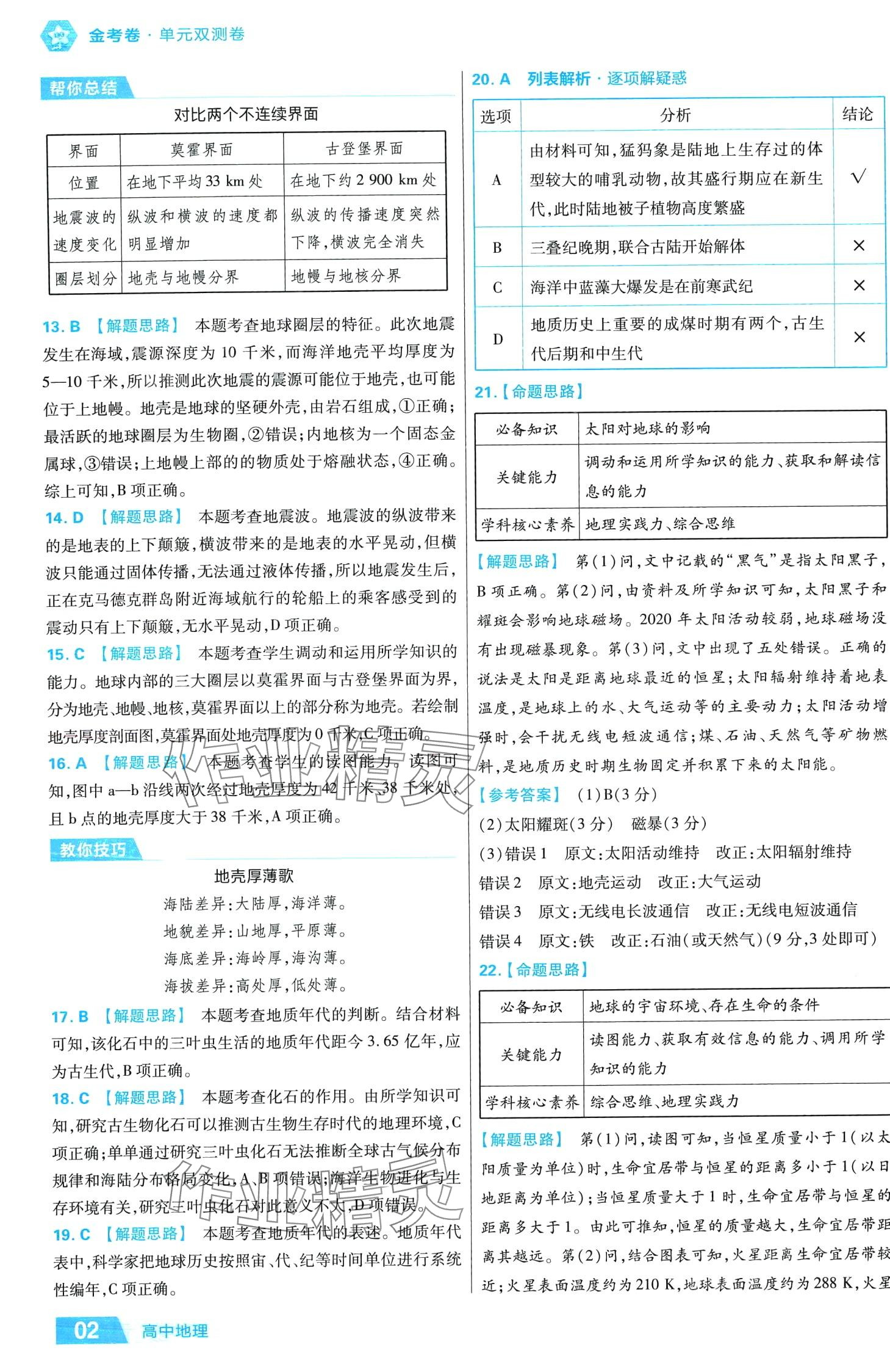 2024年金考卷活頁題選高中地理必修第一冊中圖版 第2頁