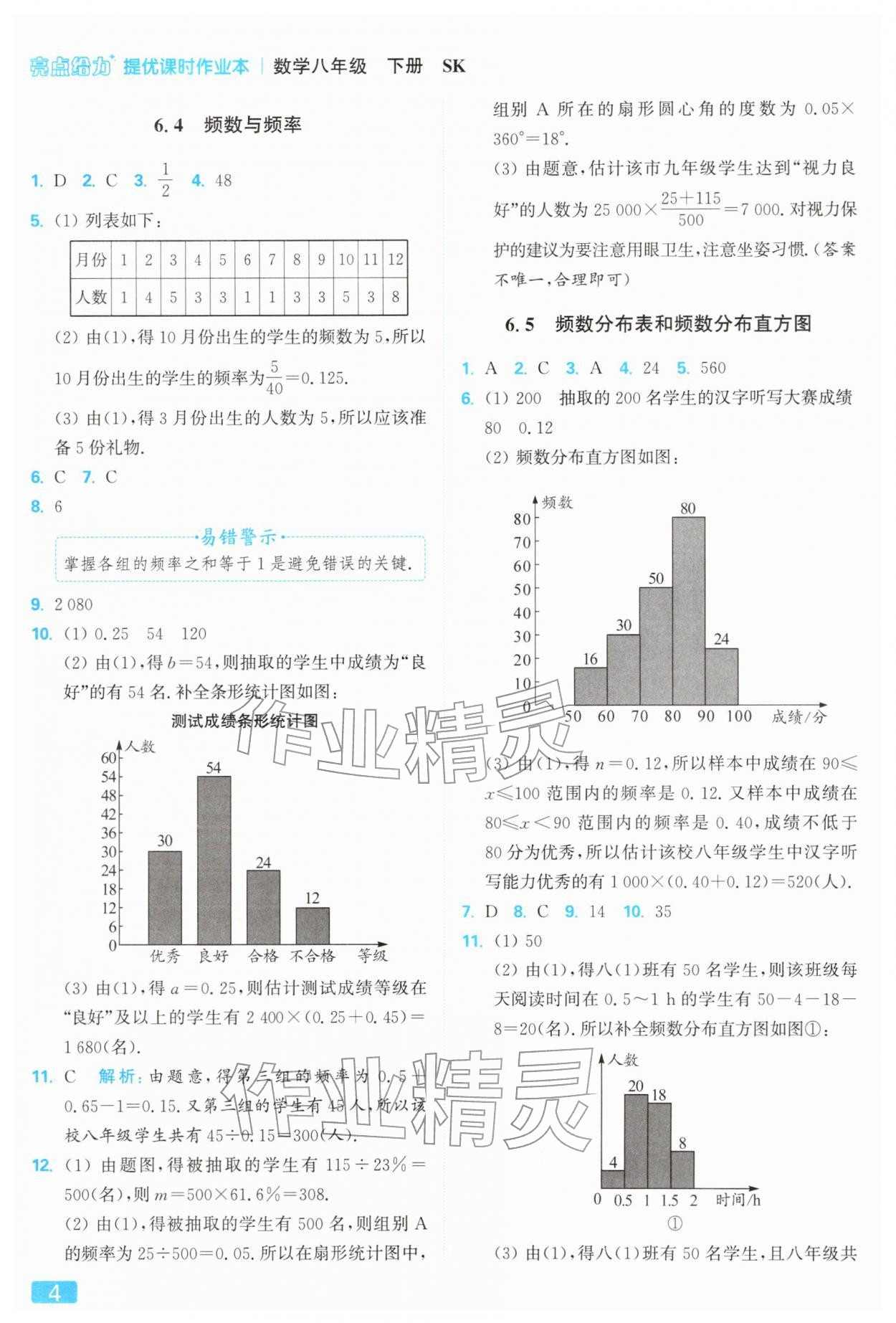2026年亮點給力提優(yōu)課時作業(yè)本八年級數(shù)學下冊蘇科版&nbsp;參考答案第4頁