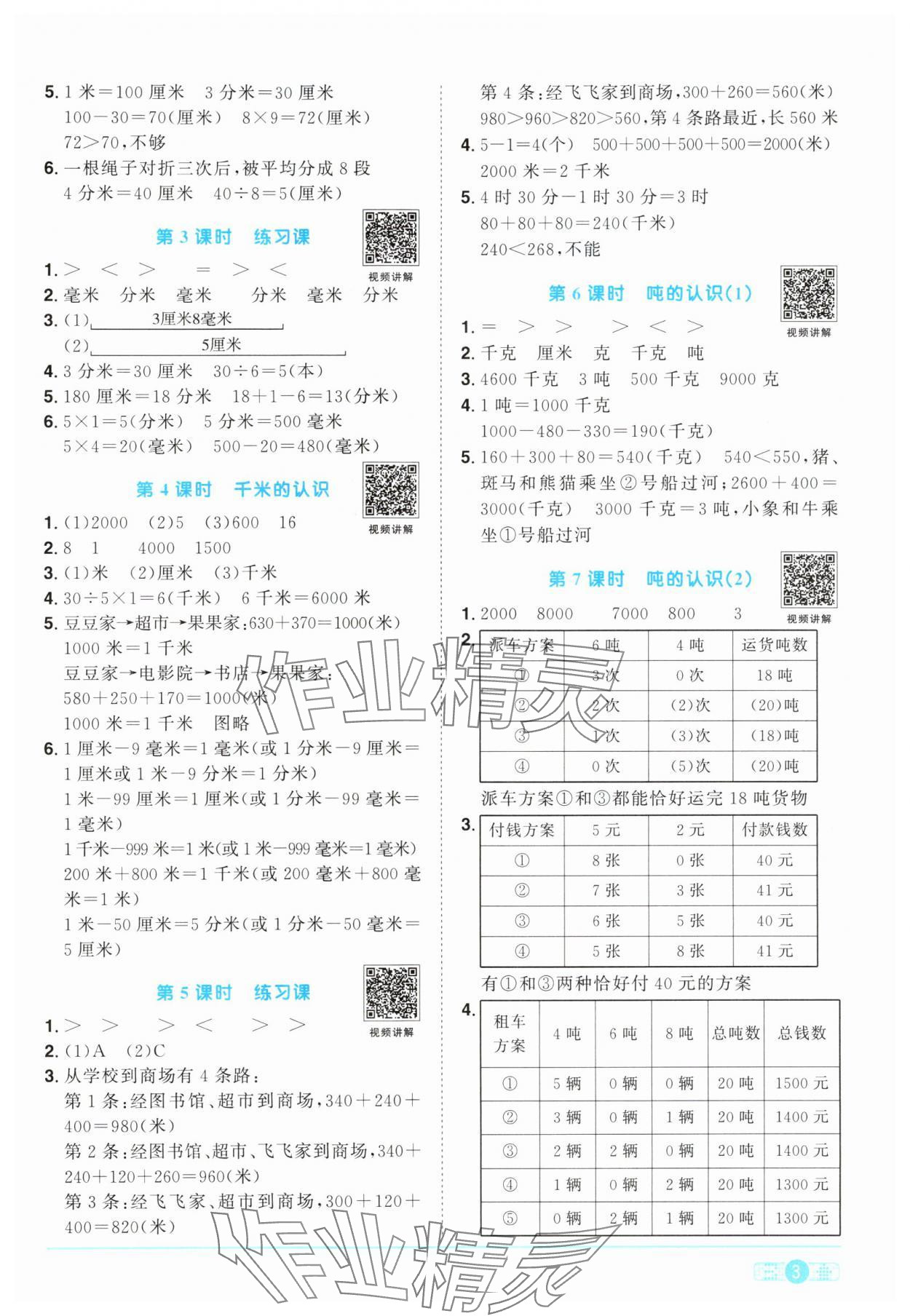 2024年阳光同学课时优化作业三年级数学上册人教版 第3页