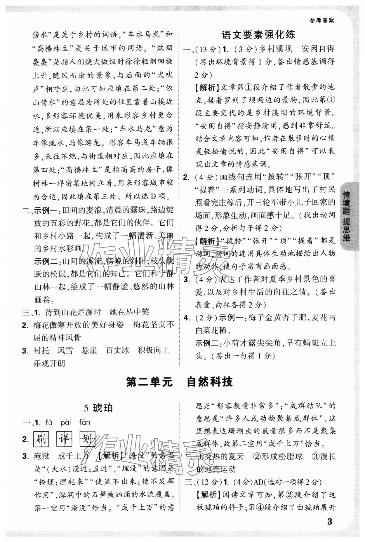 2025年情境题提思维四年级语文下册人教版 参考答案第3页