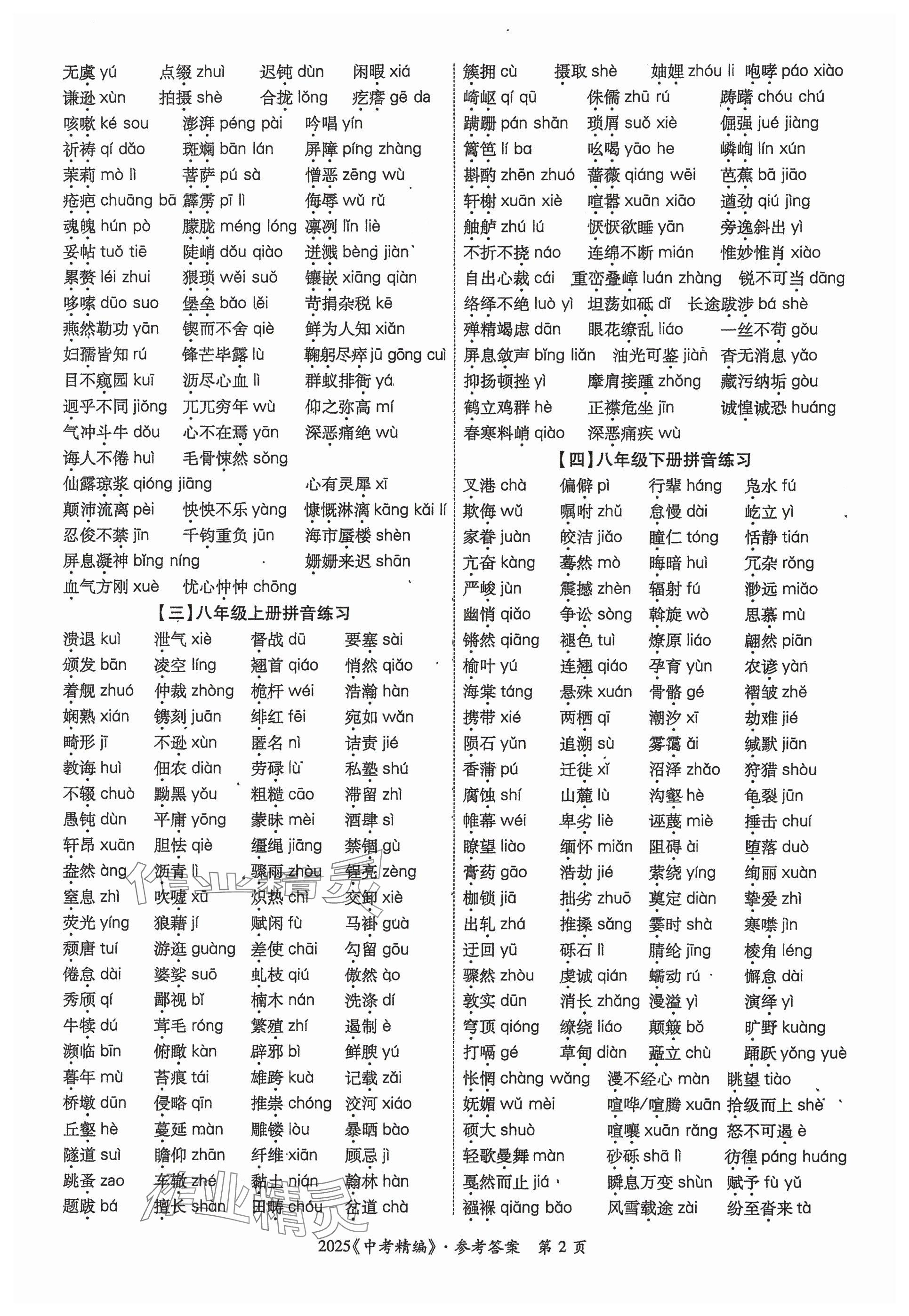 2025年中考精編語文廣東經濟出版社 參考答案第2頁