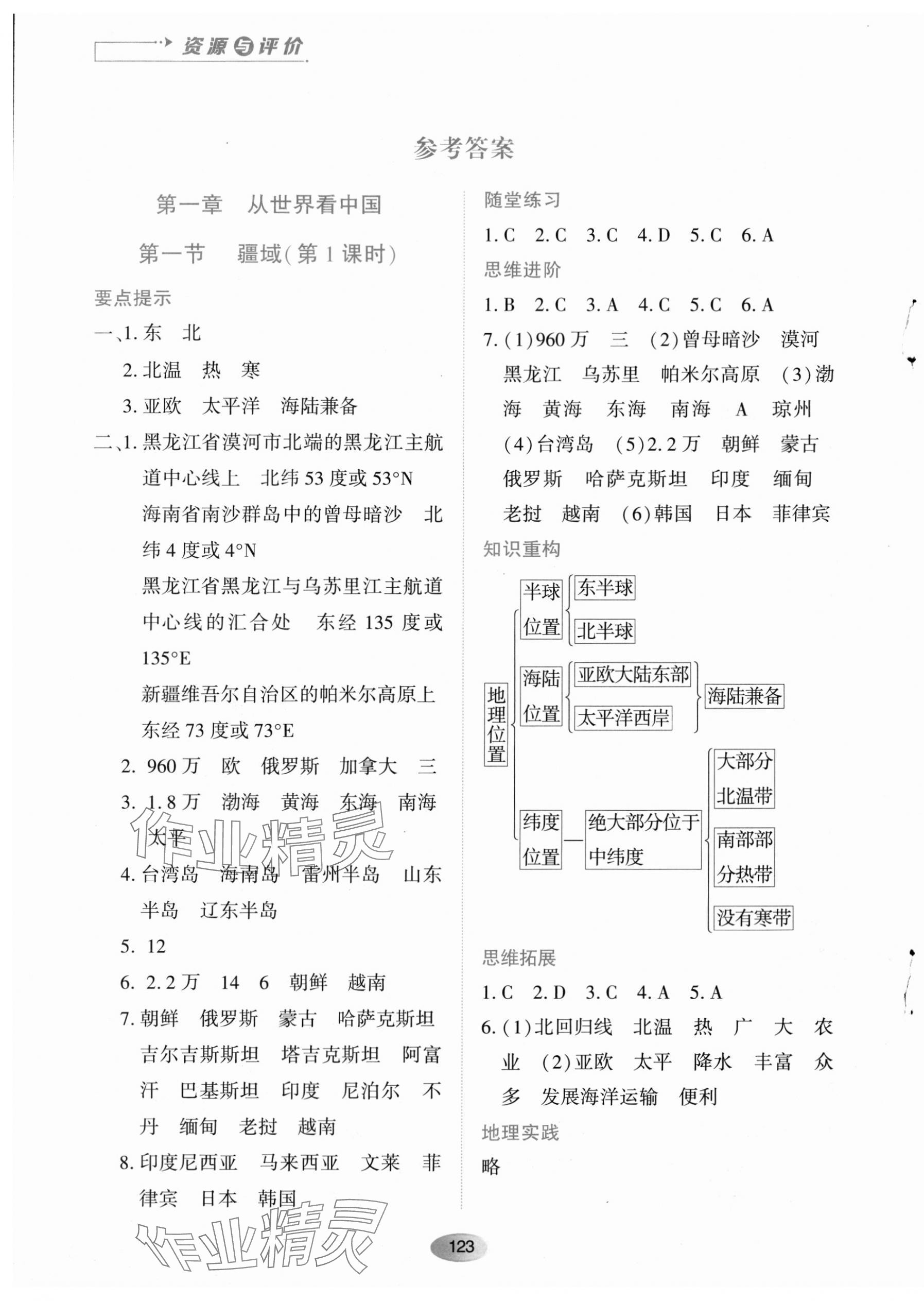 2023年資源與評(píng)價(jià)黑龍江教育出版社八年級(jí)地理上冊(cè)人教版 第1頁(yè)