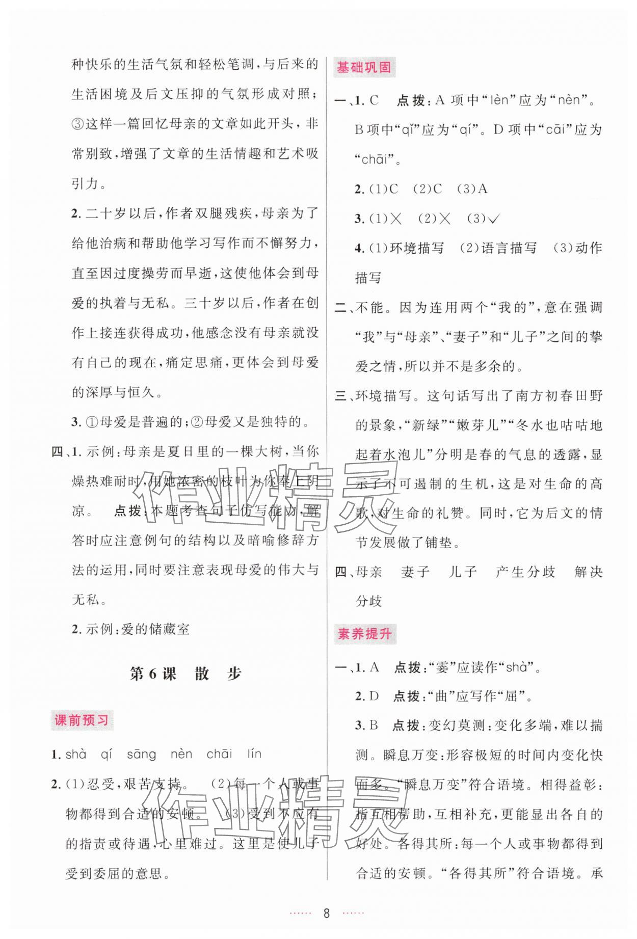 2025年三維數(shù)字課堂七年級語文上冊人教版 第8頁