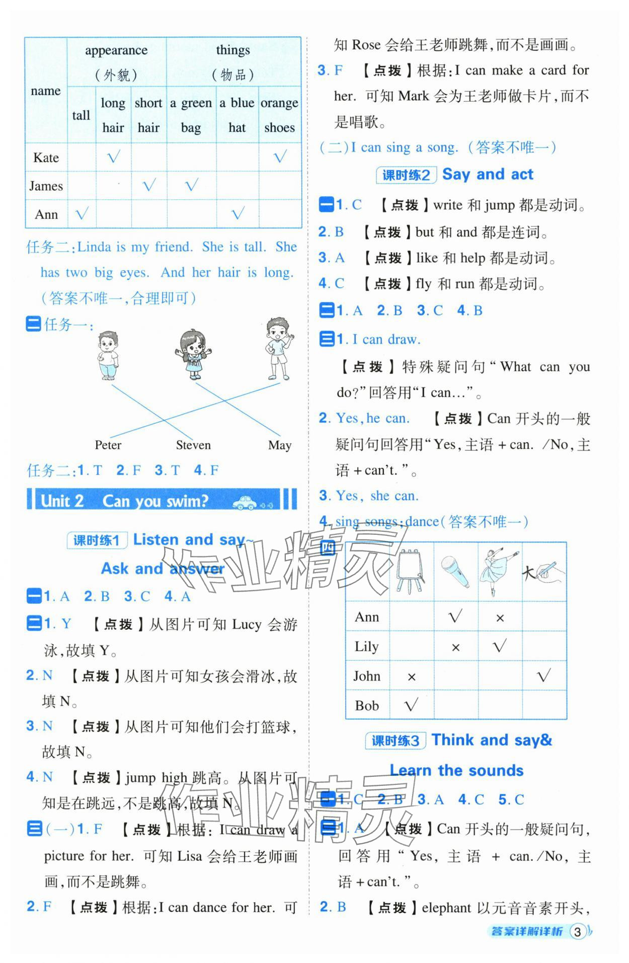 2024年綜合應用創(chuàng)新題典中點四年級英語上冊滬教版 參考答案第3頁