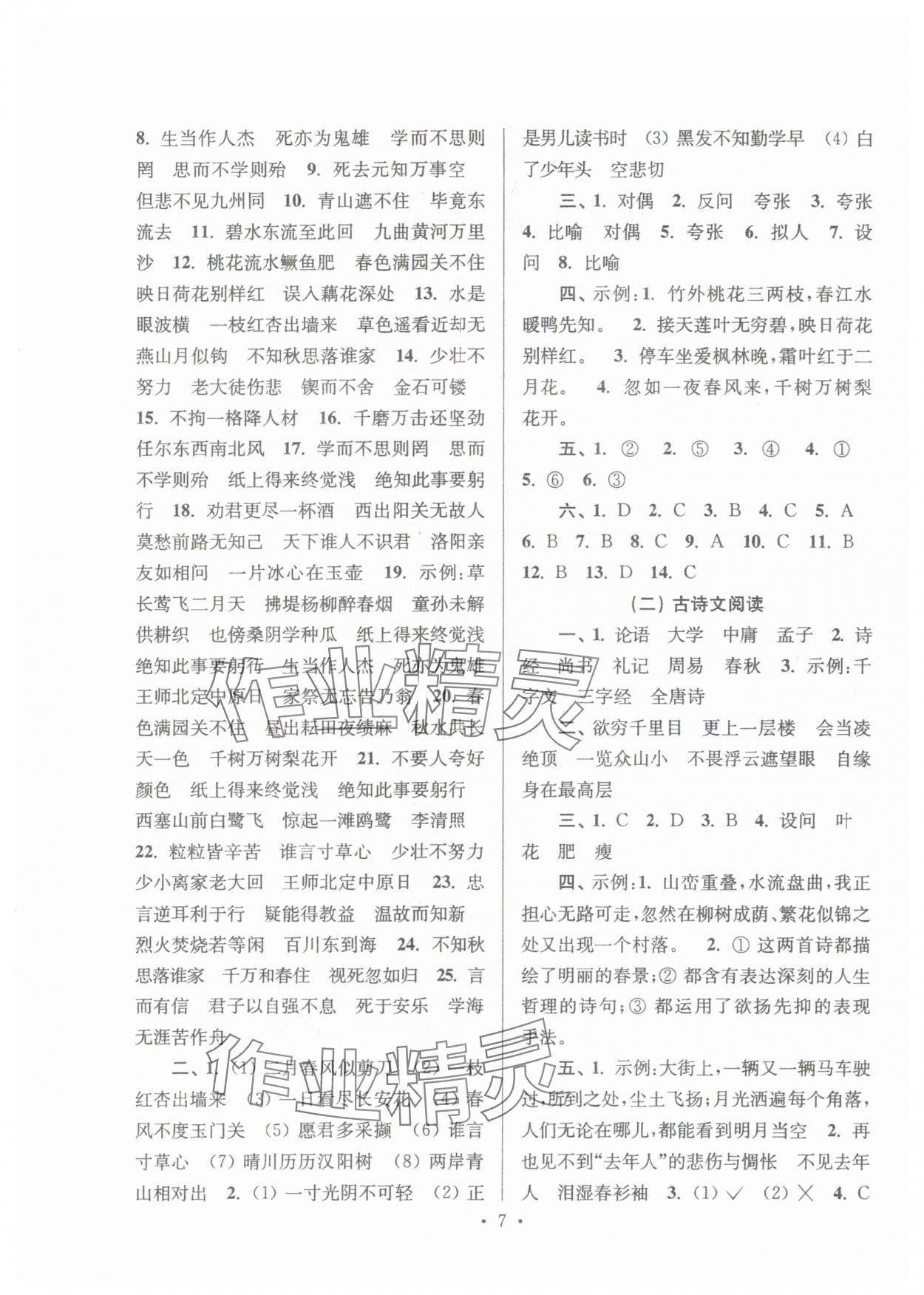 2025年自主创新作业小学毕业总复习一本通语文淮安专版 第7页