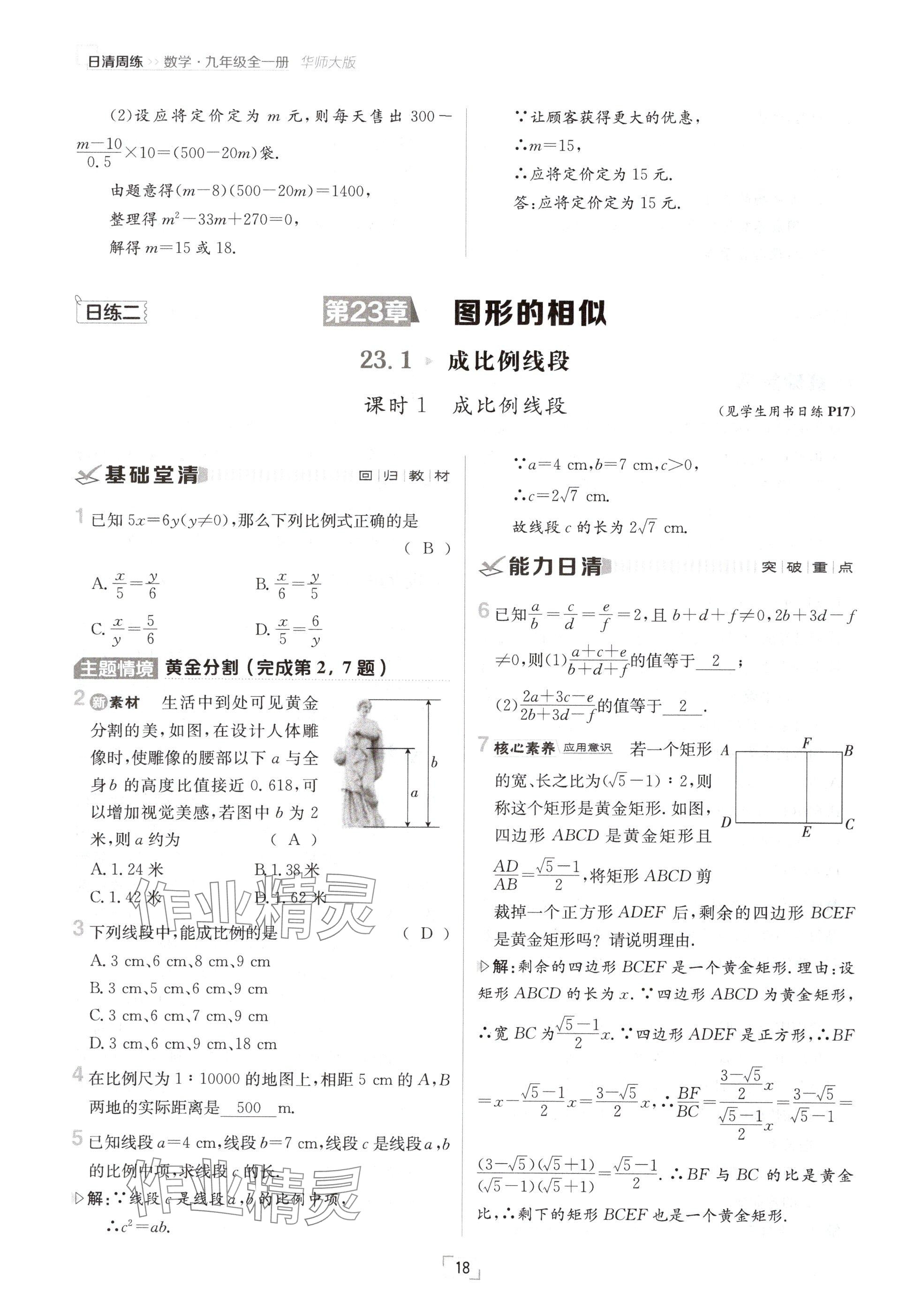 2024年日清周練九年級(jí)數(shù)學(xué)全一冊(cè)華師大版 參考答案第35頁