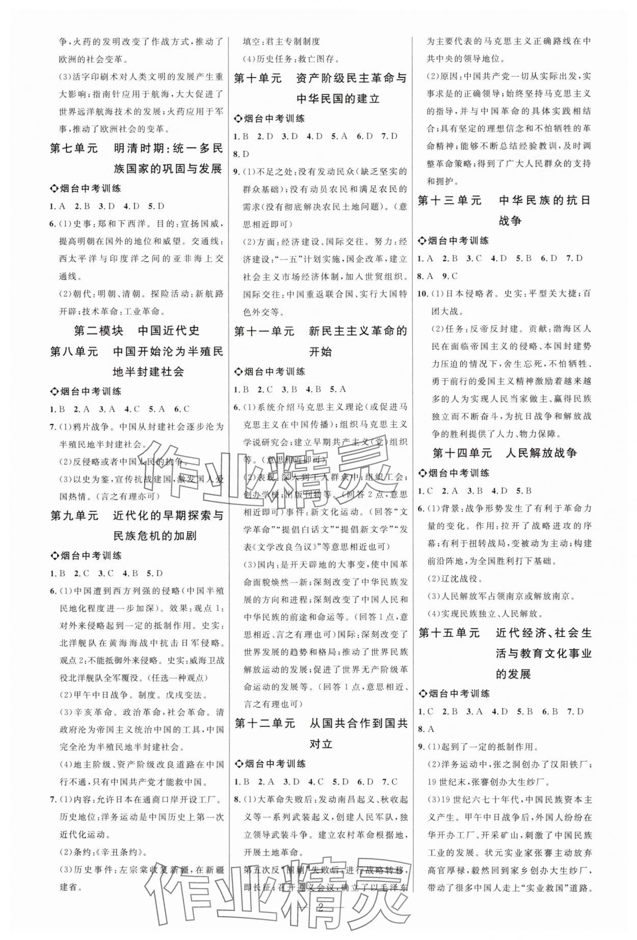 2025年全程导航初中总复习历史人教版烟台专版 第2页