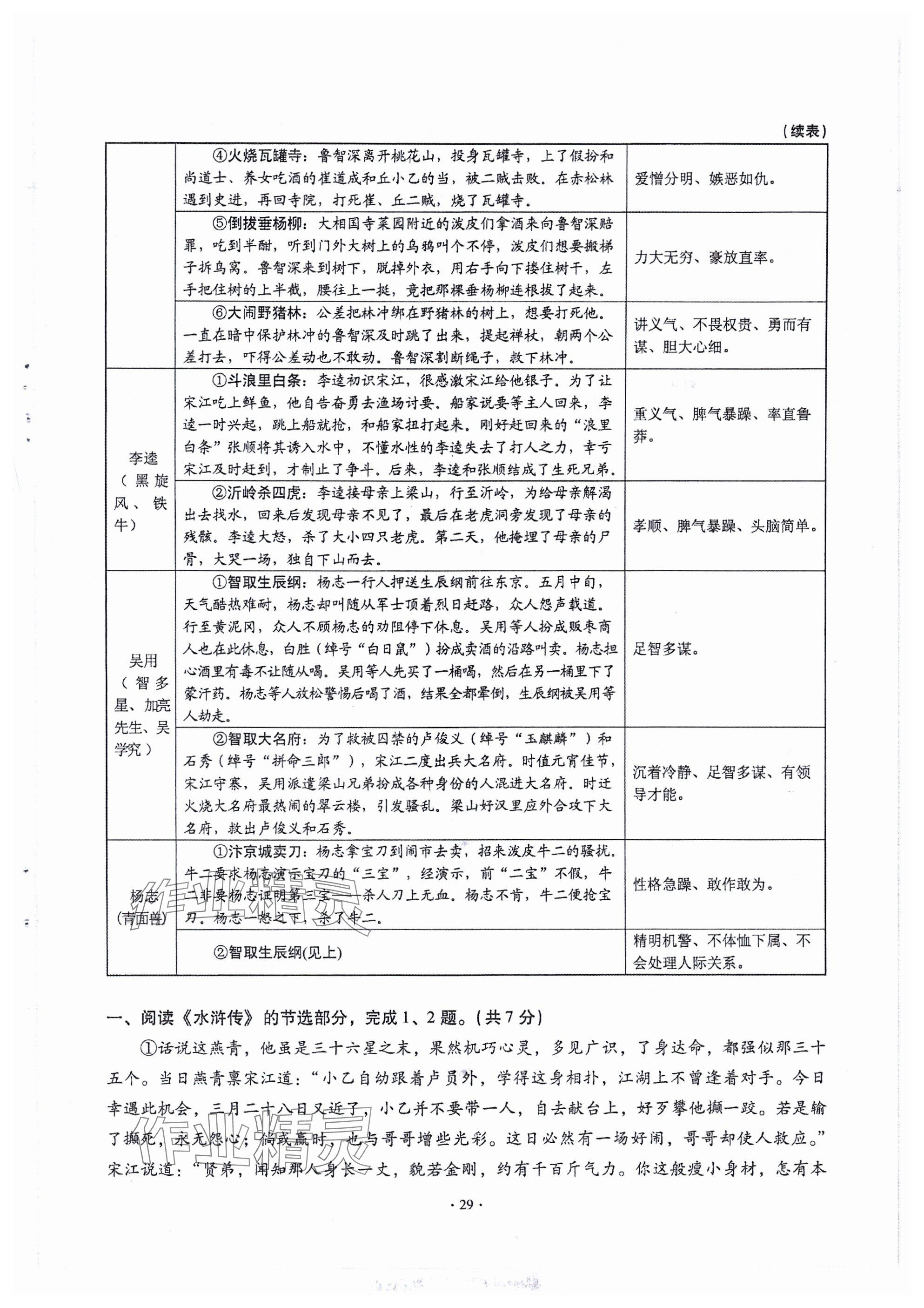 2024年全息大語文滿分專題練九年級上冊武漢專版 參考答案第29頁