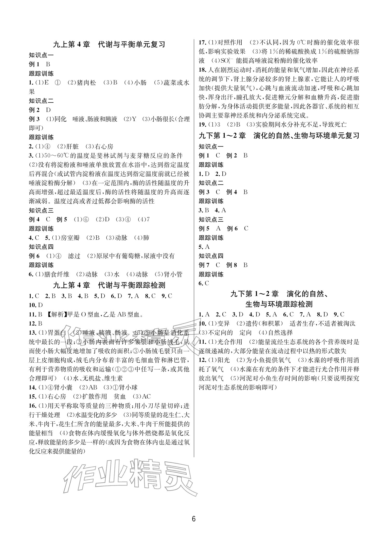 2025年各地期末名卷精选九年级科学全一册浙教版&nbsp;参考答案第5页