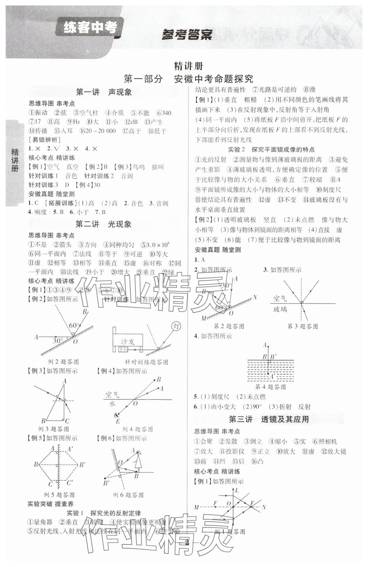 2025年練客中考提優(yōu)方案物理安徽專版 參考答案第1頁