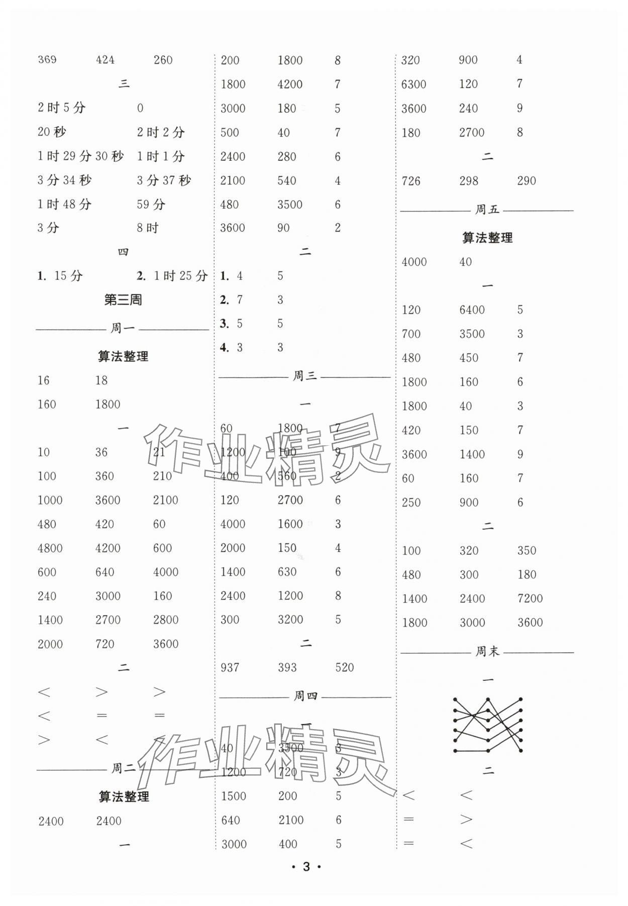 2025年口算天天练每日5分钟三年级数学上册苏教版&nbsp;第3页